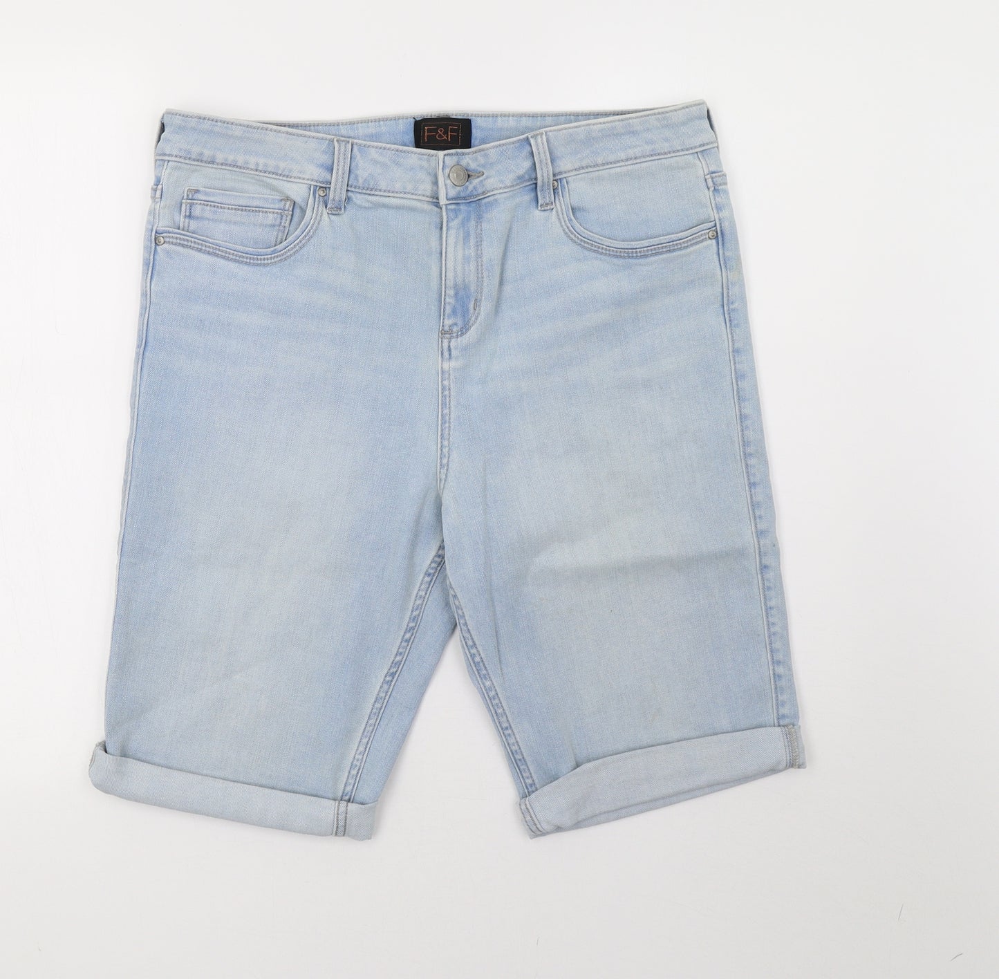 F&F Womens Blue  Damask Biker Shorts Size 14