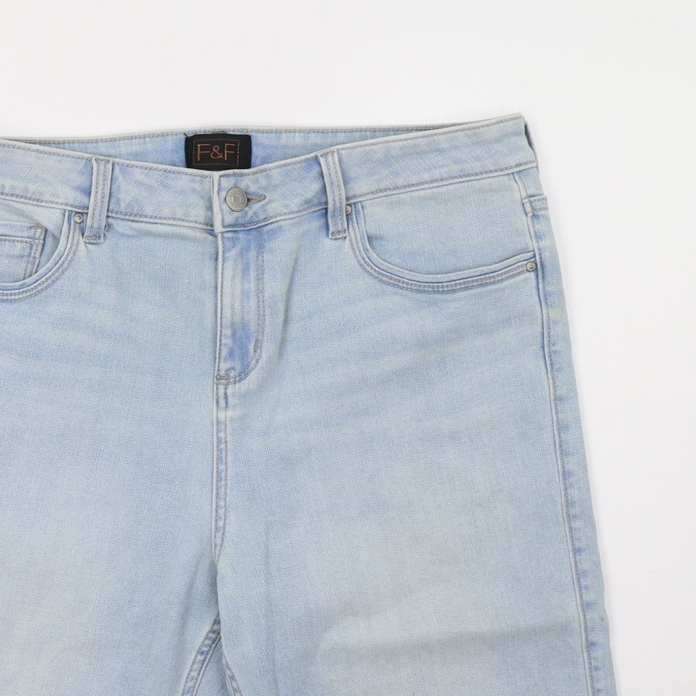 F&F Womens Blue  Damask Biker Shorts Size 14