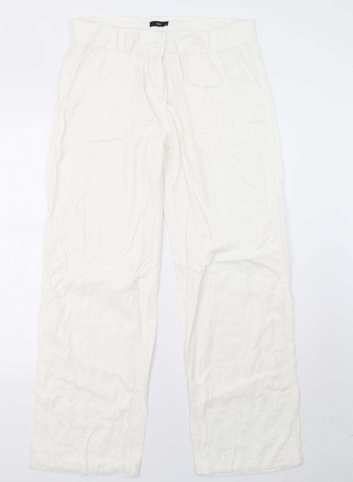 M&Co Womens White   Trousers  Size 12 L32 in