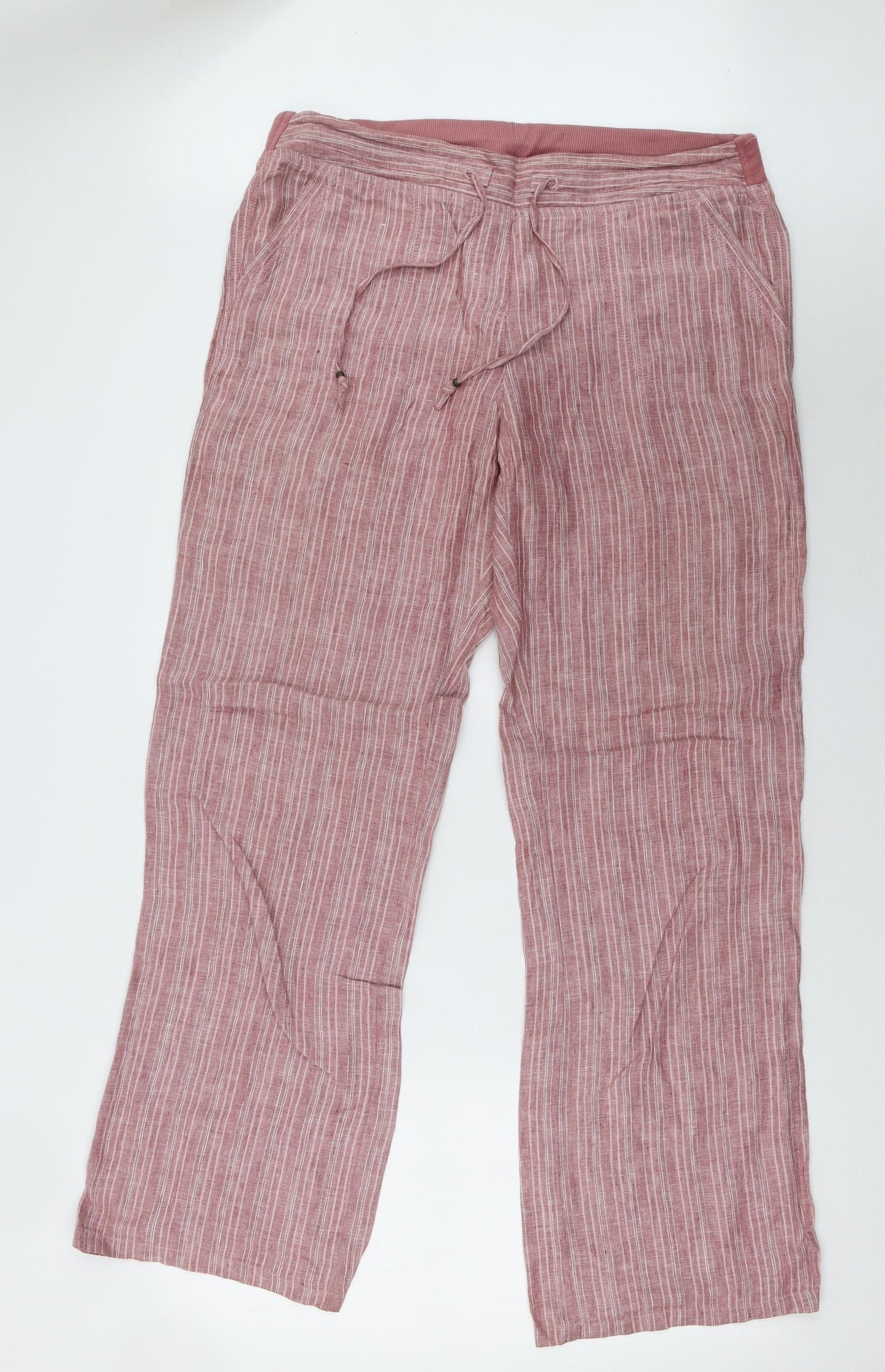 Marks and Spencer Womens Red Striped  Trousers  Size 14 L34 in