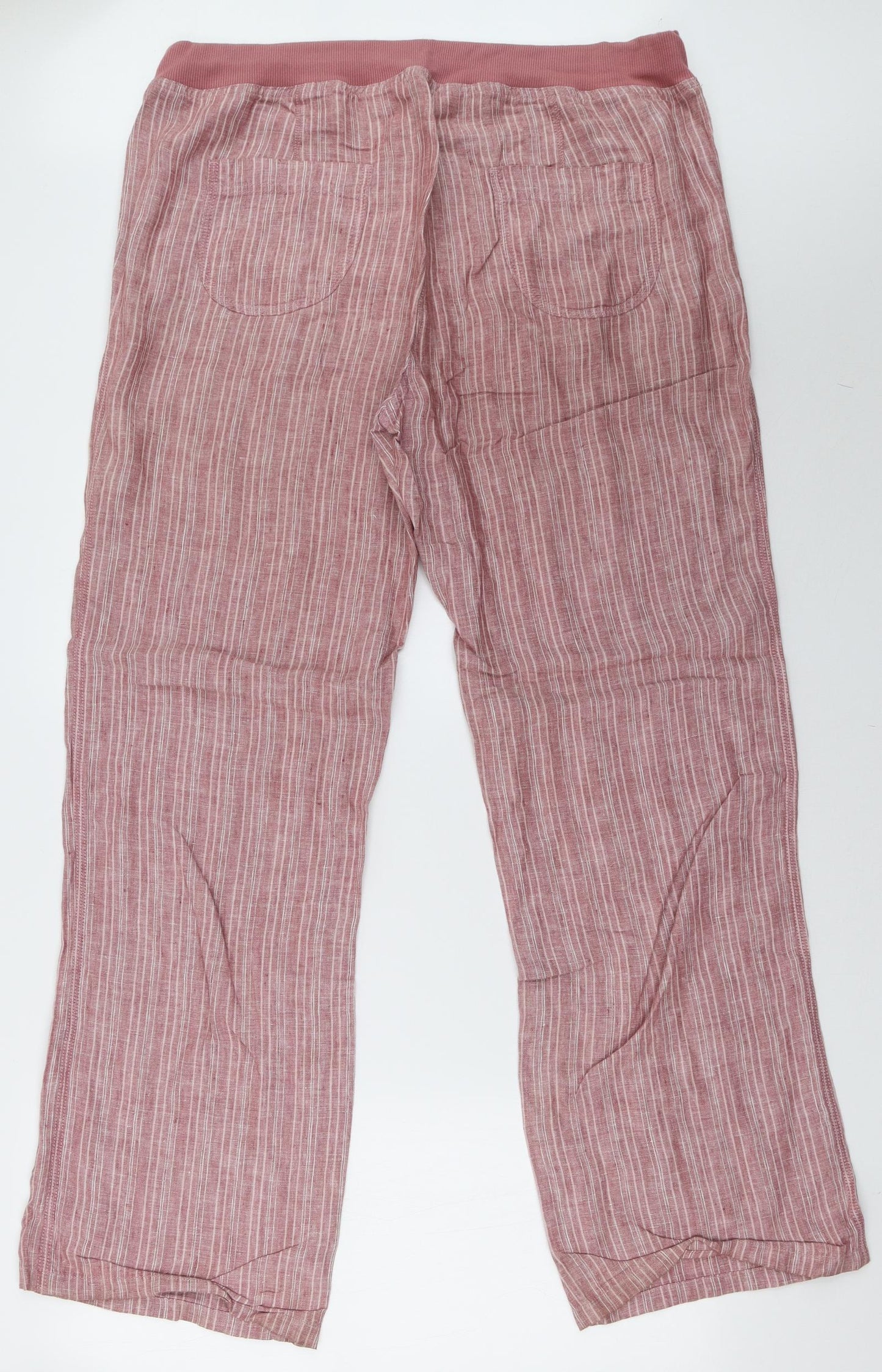Marks and Spencer Womens Red Striped  Trousers  Size 14 L34 in