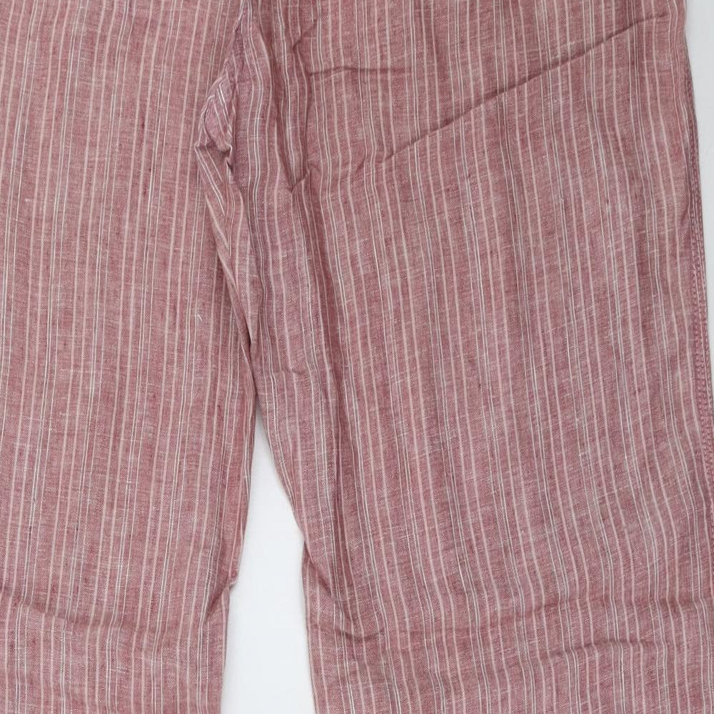 Marks and Spencer Womens Red Striped  Trousers  Size 14 L34 in
