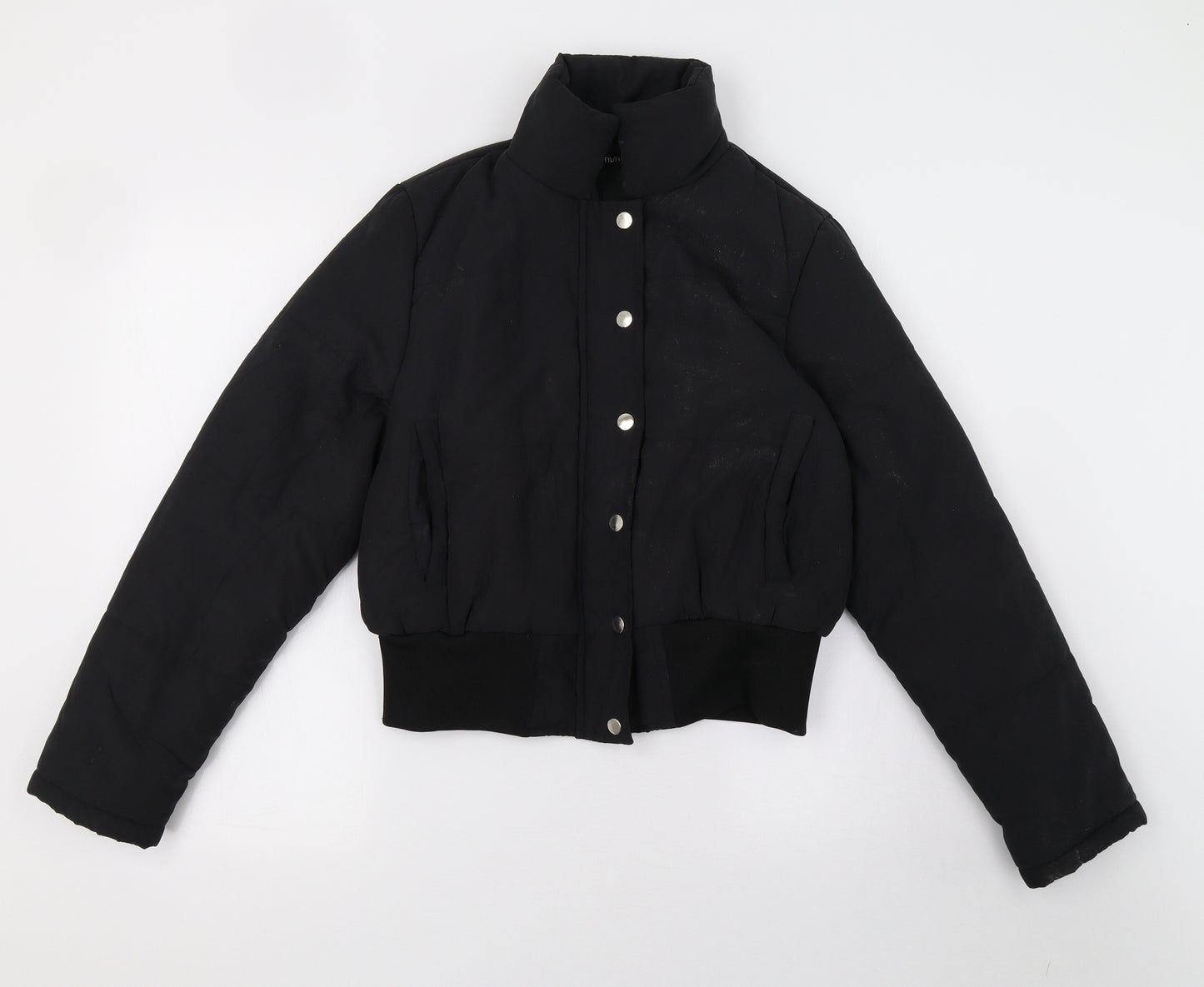 PRETTYLITTLETHING Womens Black   Puffer Jacket Coat Size 8