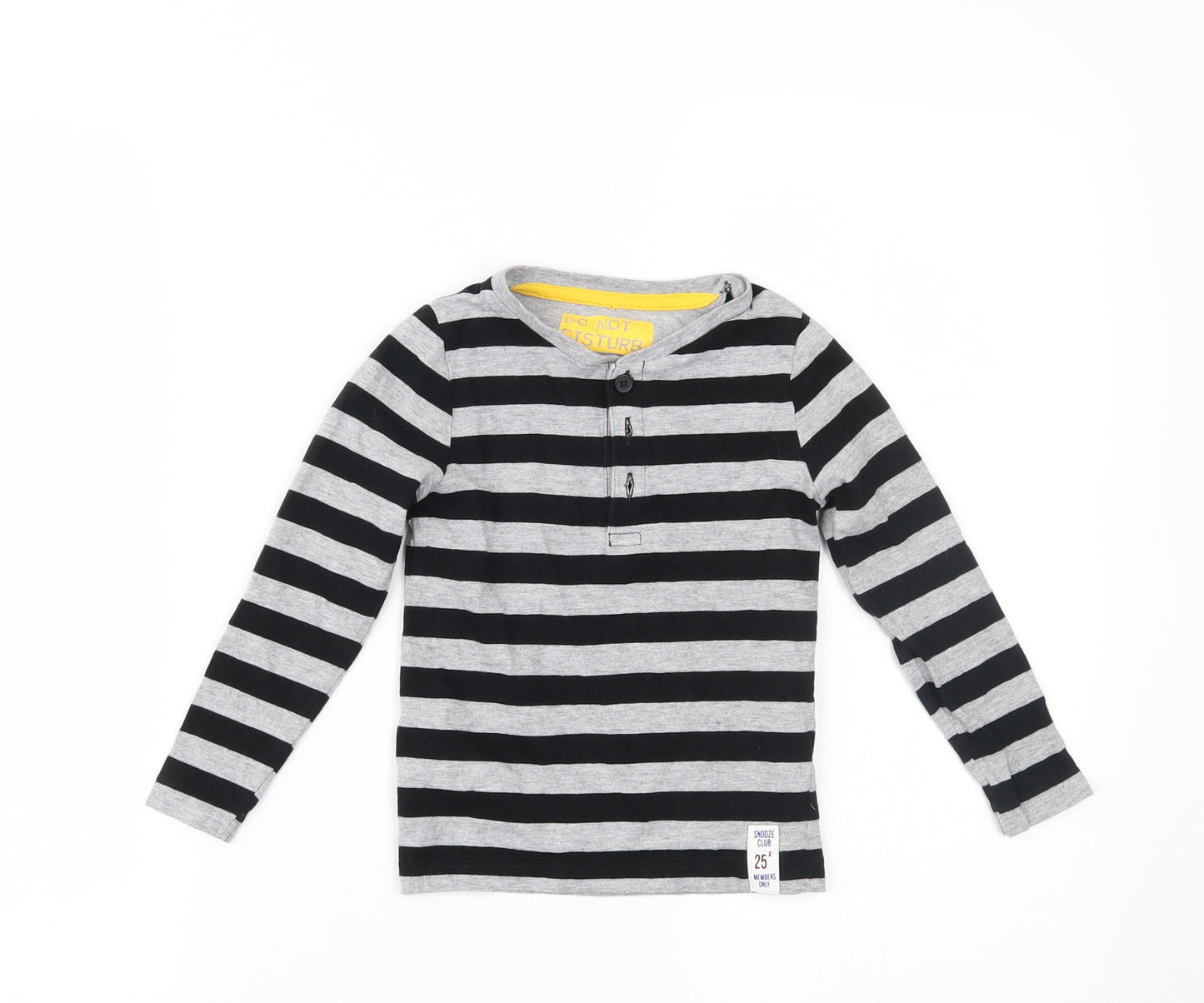 Marks and Spencer Boys Grey Striped  Pullover T-Shirt Size 3-4 Years