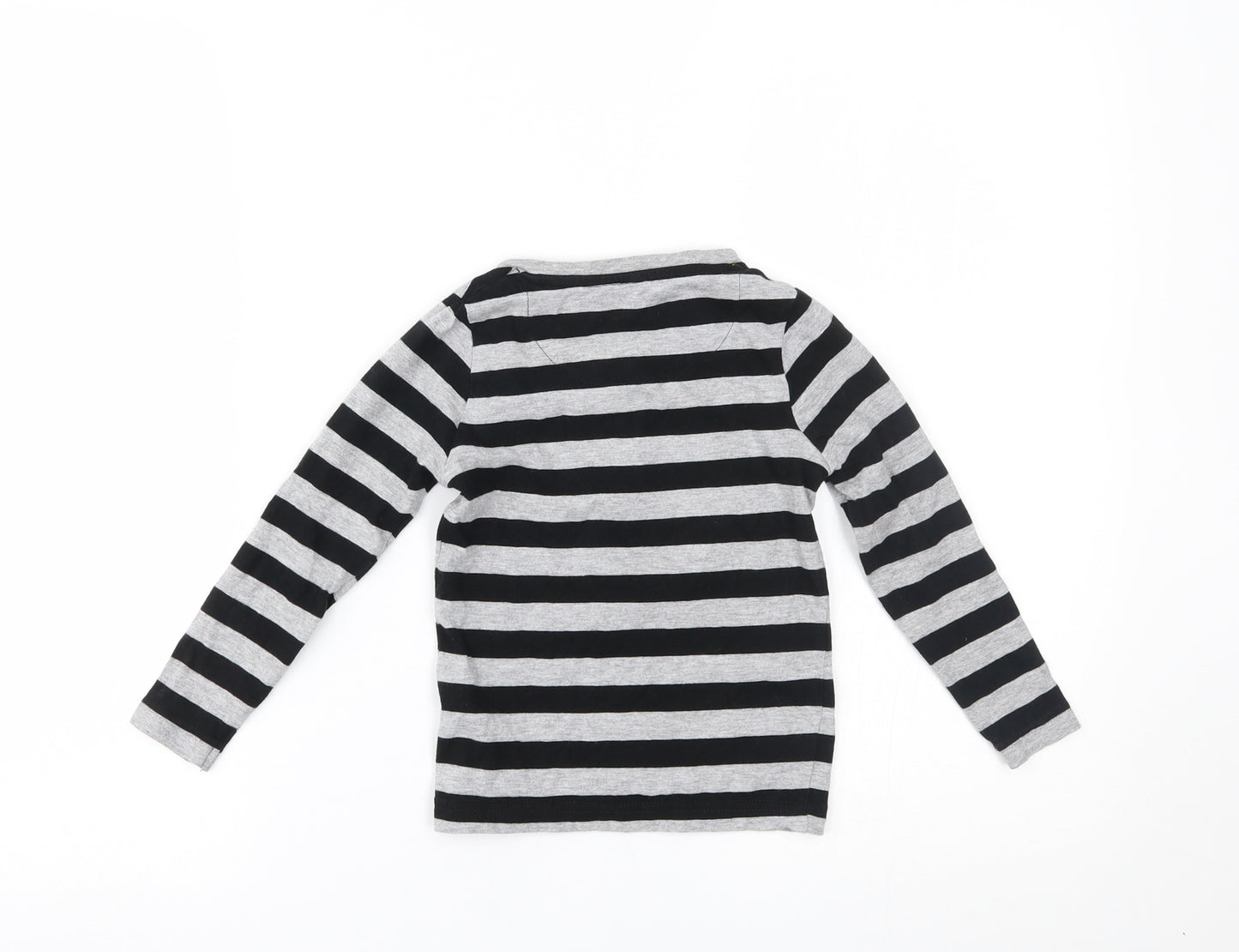 Marks and Spencer Boys Grey Striped  Pullover T-Shirt Size 3-4 Years