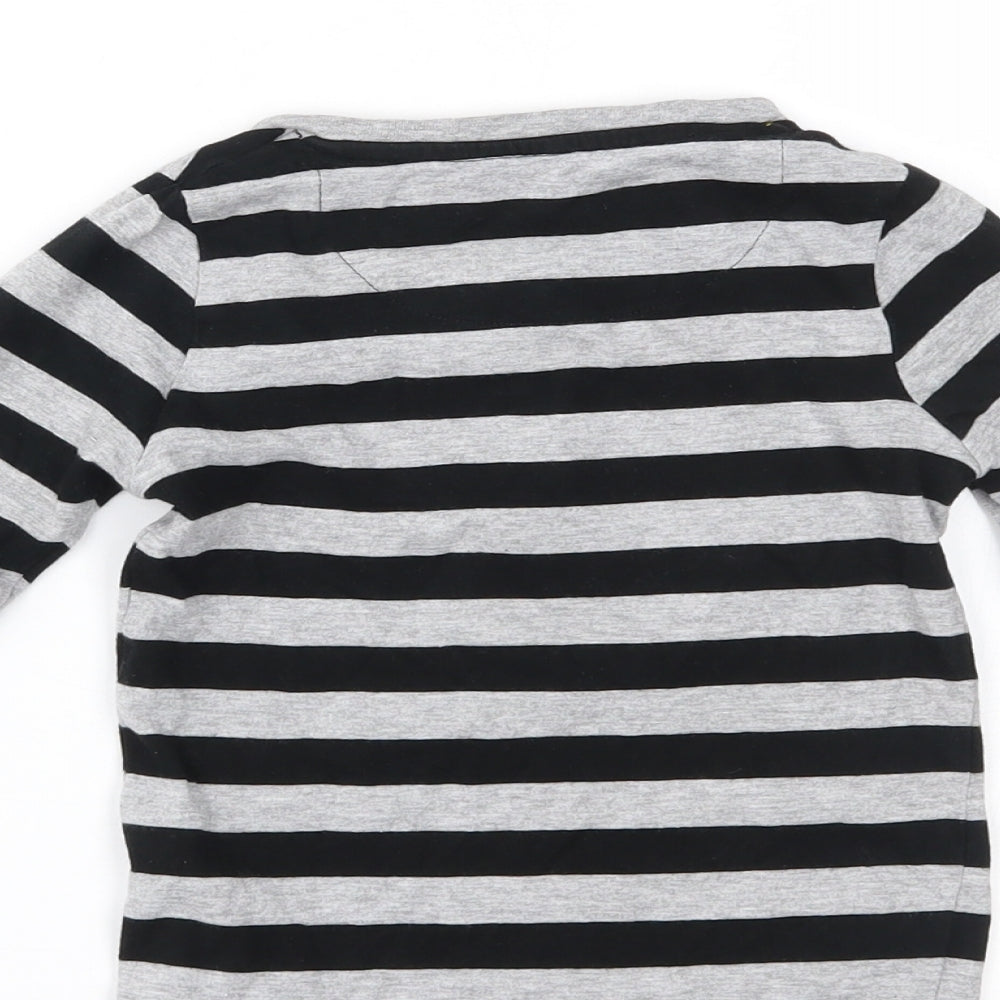 Marks and Spencer Boys Grey Striped  Pullover T-Shirt Size 3-4 Years