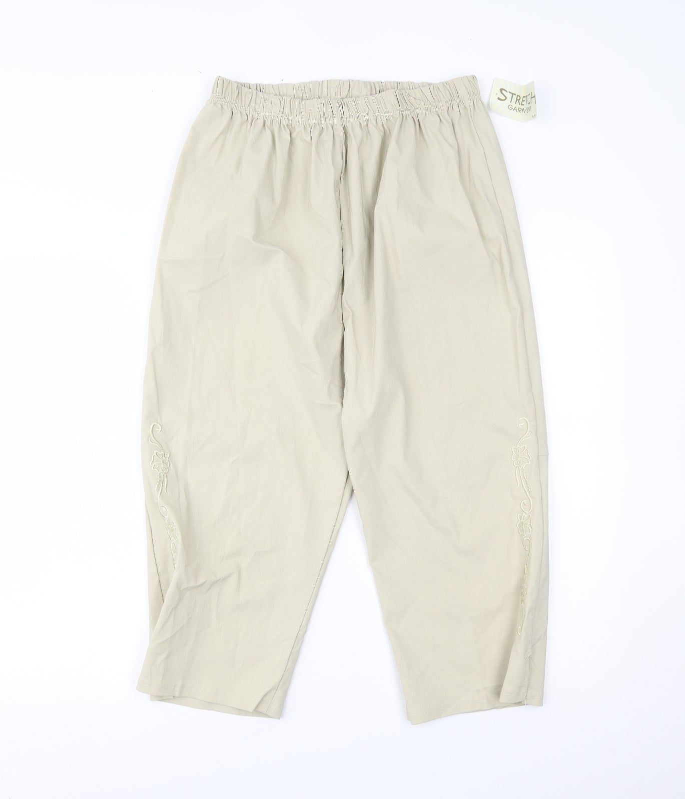 stretch garment Womens Beige   Cropped Trousers Size 22