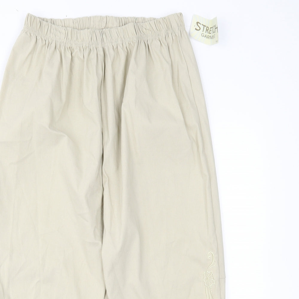 stretch garment Womens Beige   Cropped Trousers Size 22