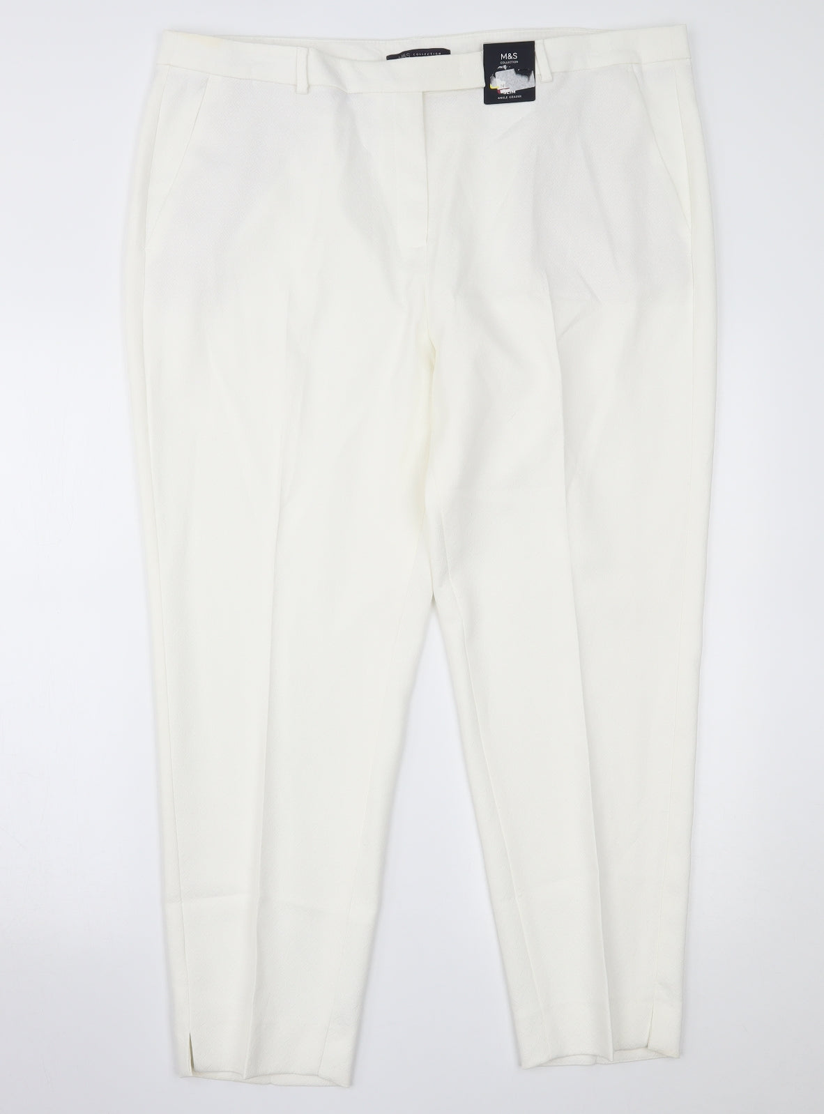 Marks and Spencer Womens White   Trousers  Size 20 L24 in