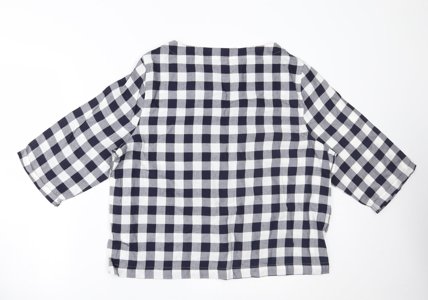 Marks and Spencer Womens Blue Check  Basic T-Shirt Size 18