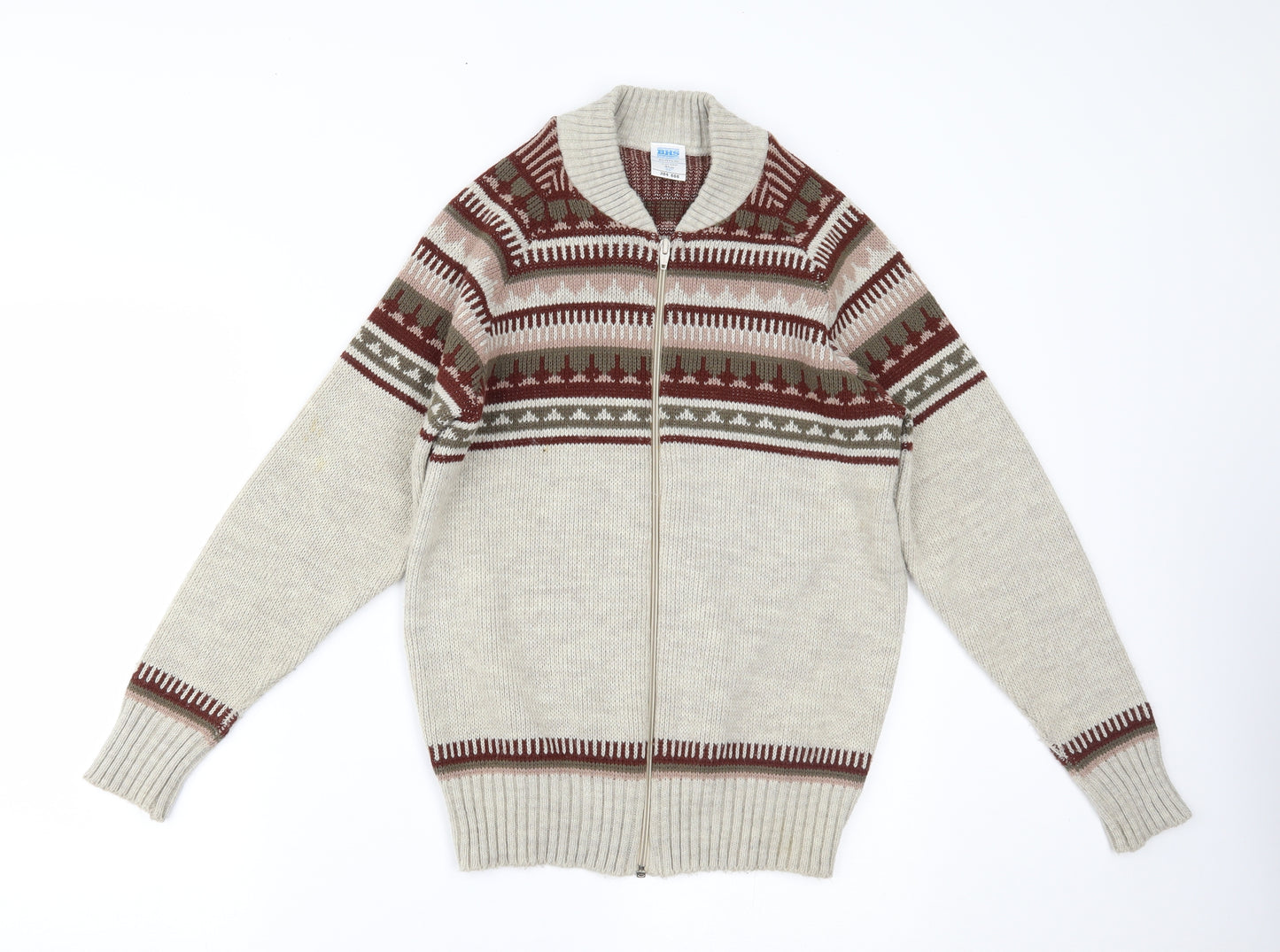 BHS Mens Beige Fair Isle  Jacket  Size 36