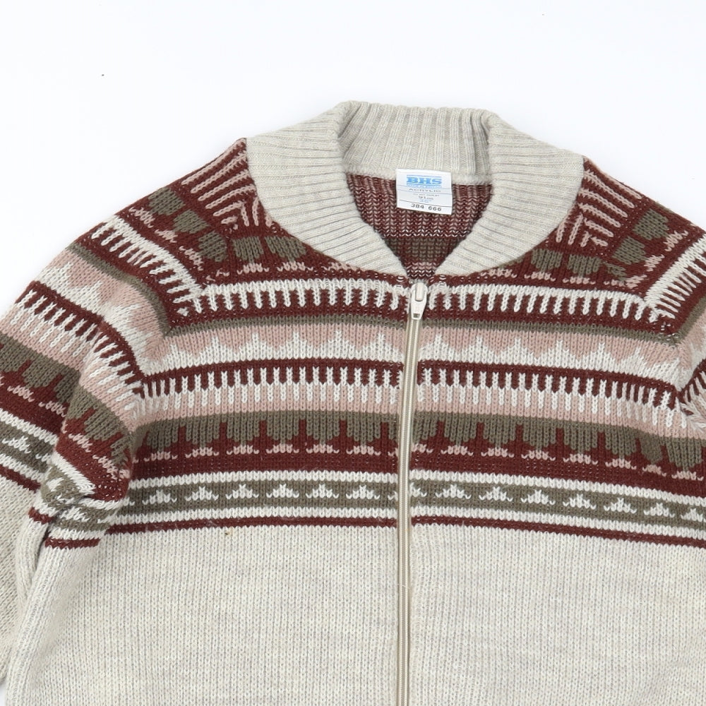 BHS Mens Beige Fair Isle  Jacket  Size 36