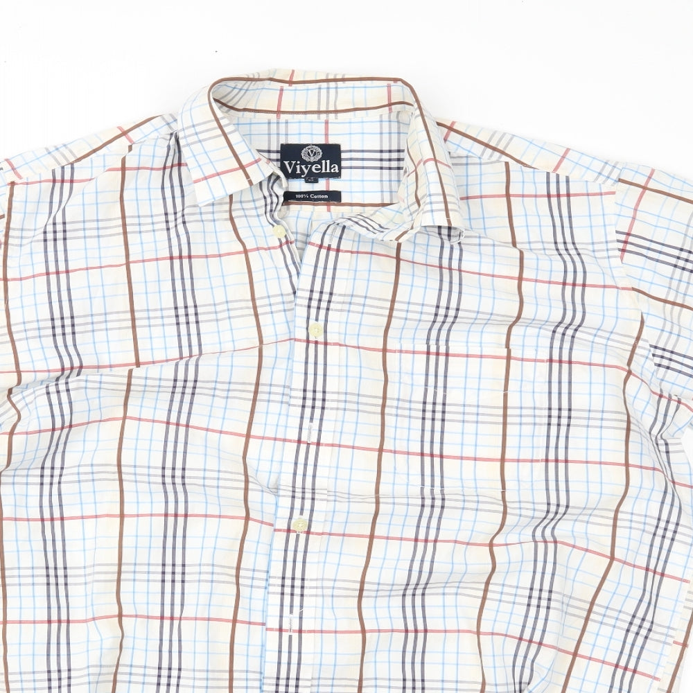 Viyella Mens Blue Plaid   Button-Up Size XL
