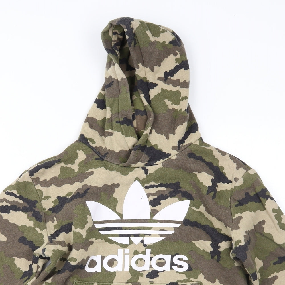 adidas Boys Green Camouflage  Pullover Hoodie Size 13-14 Years