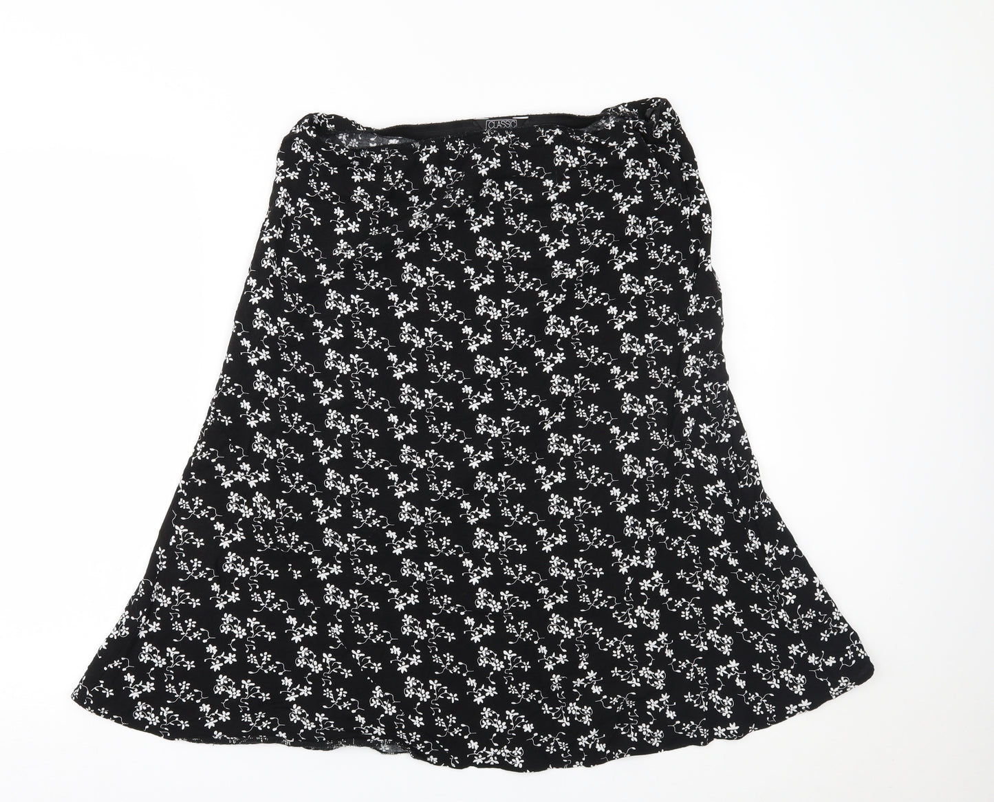 Classics Womens Black Floral  Flare Skirt Size 16
