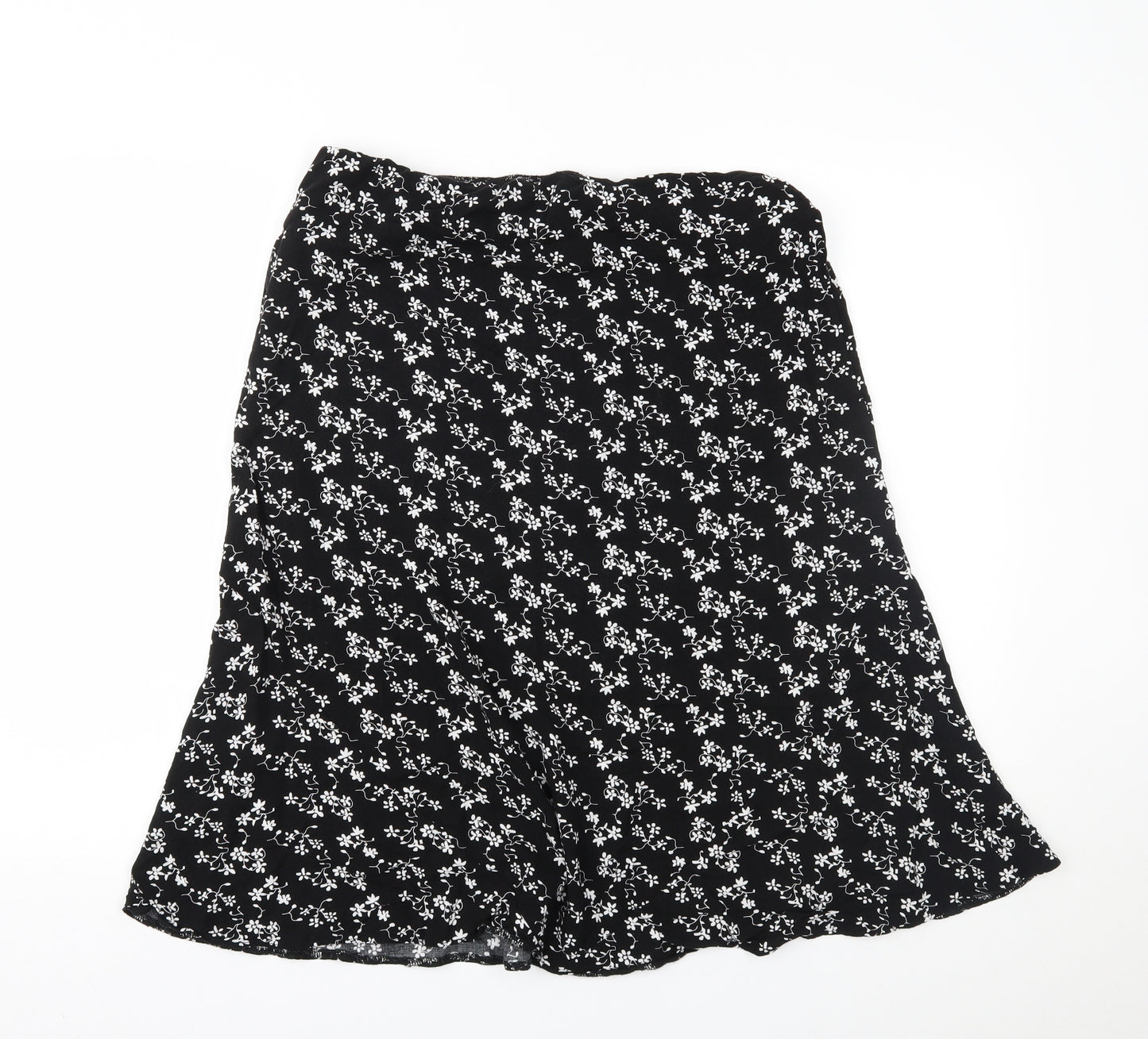 Classics Womens Black Floral  Flare Skirt Size 16