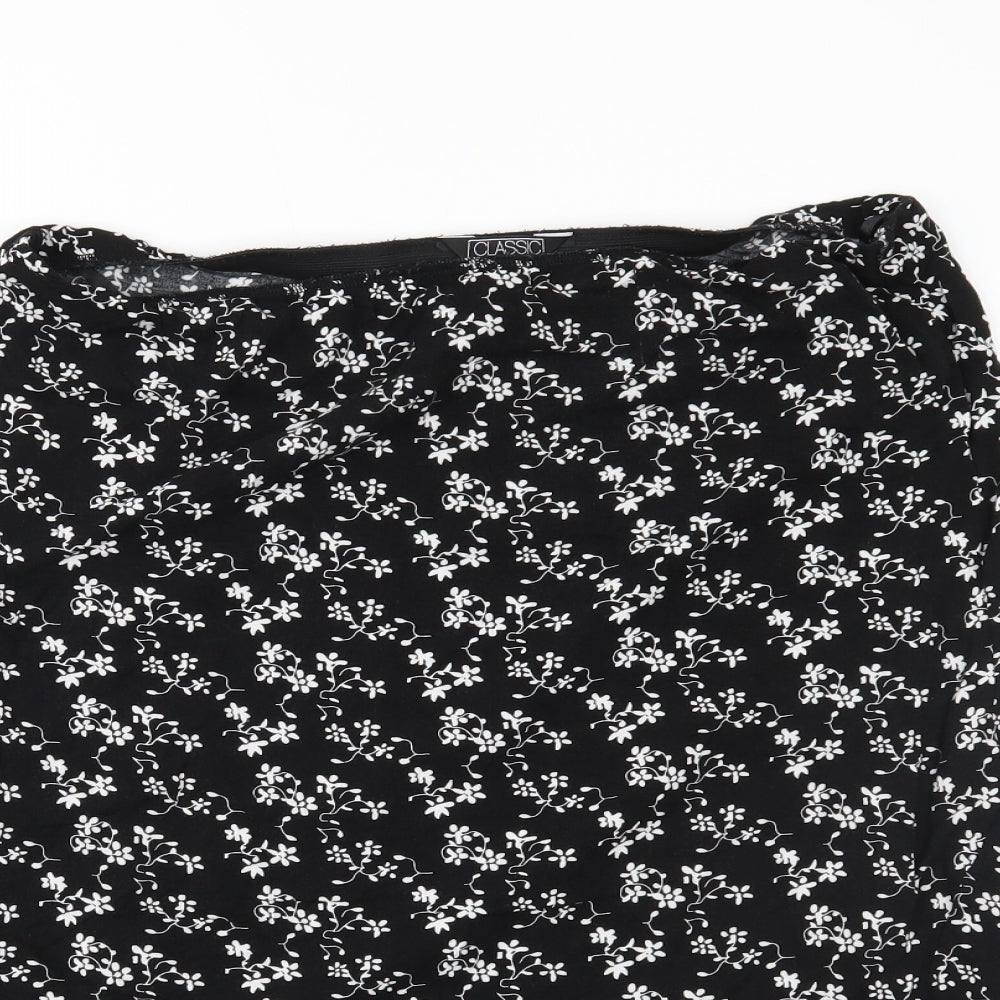 Classics Womens Black Floral  Flare Skirt Size 16