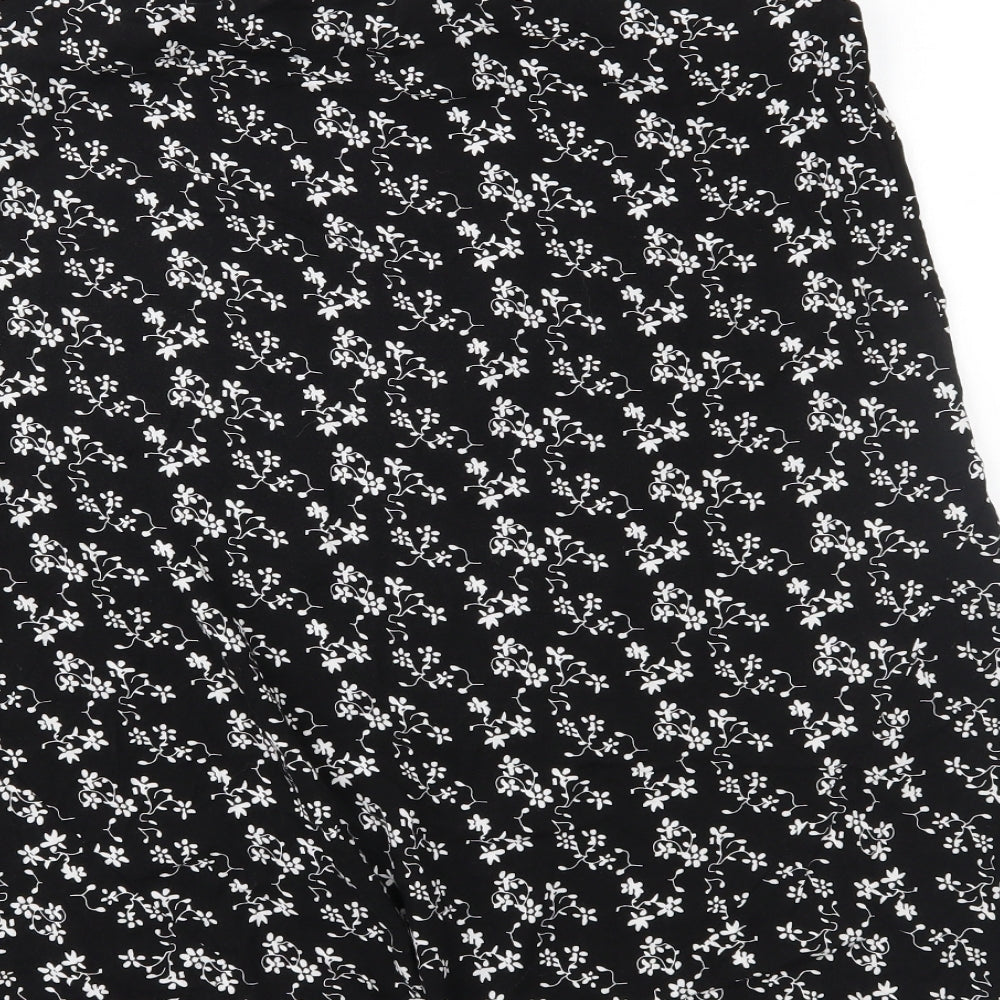 Classics Womens Black Floral  Flare Skirt Size 16