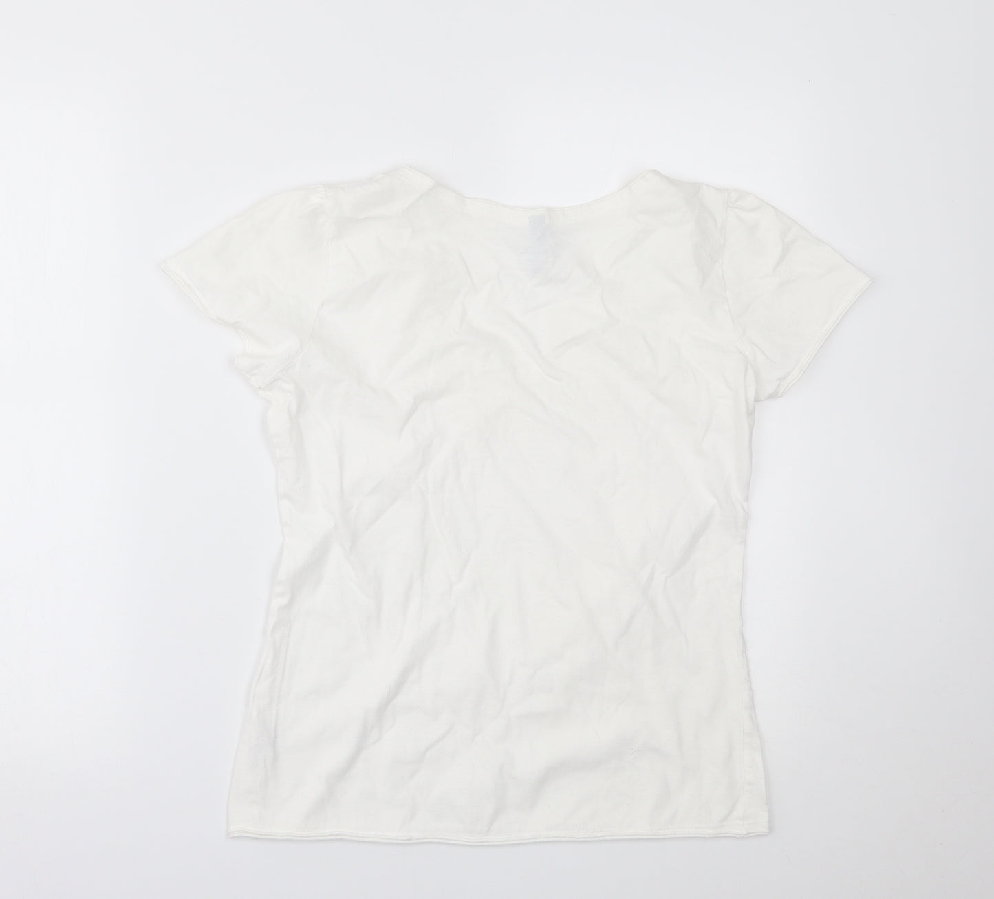H&M Womens White   Basic T-Shirt Size 10