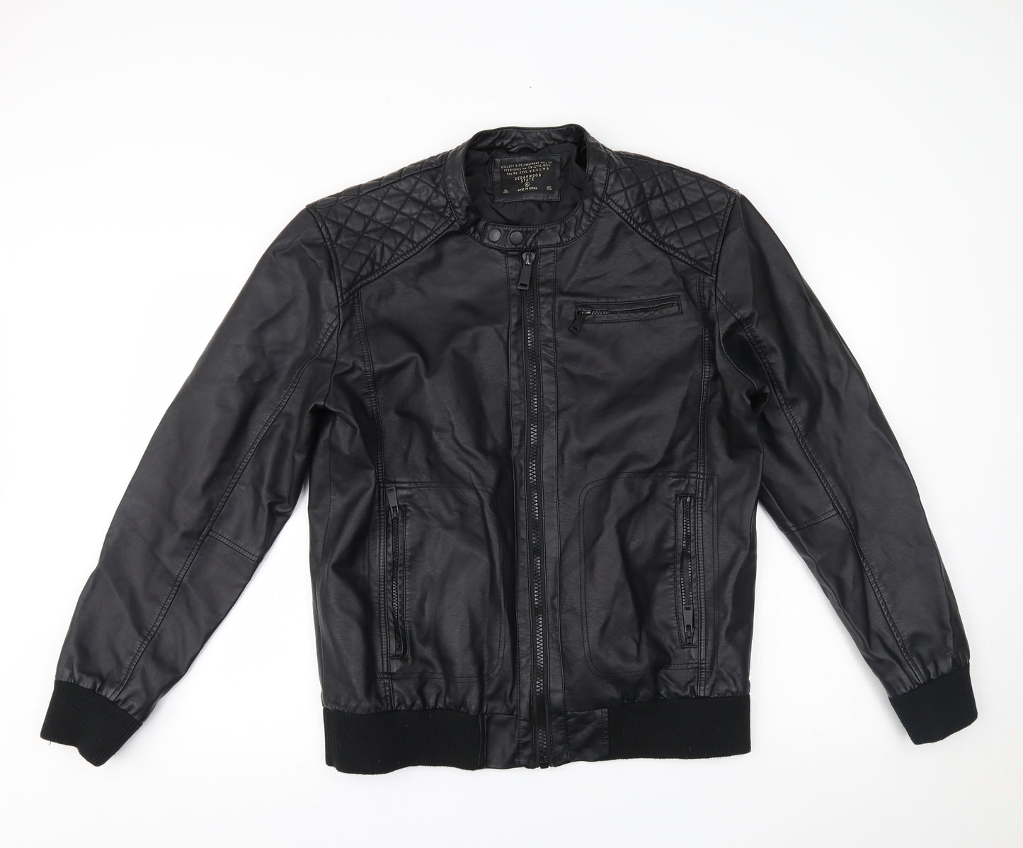 Primark Mens Black   Motorcycle Jacket Jacket Size XL