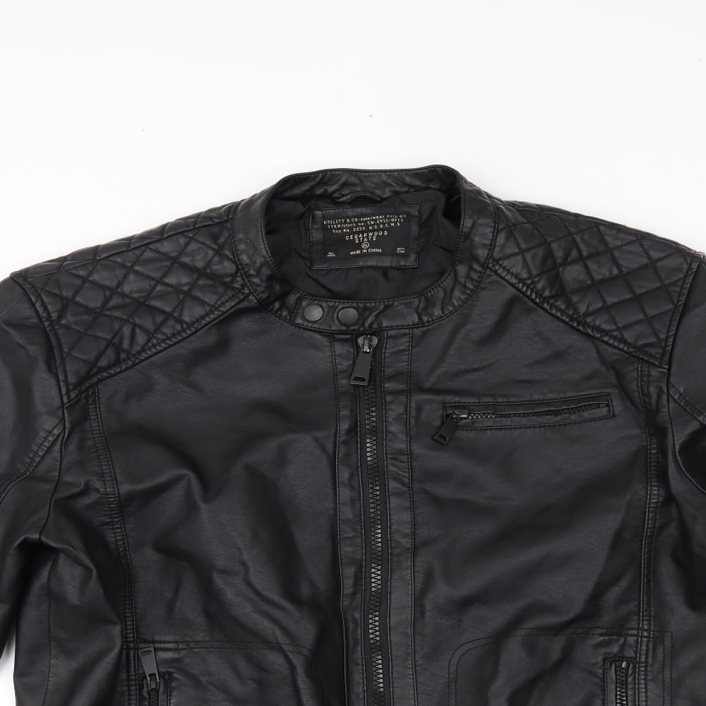 Primark Mens Black   Motorcycle Jacket Jacket Size XL