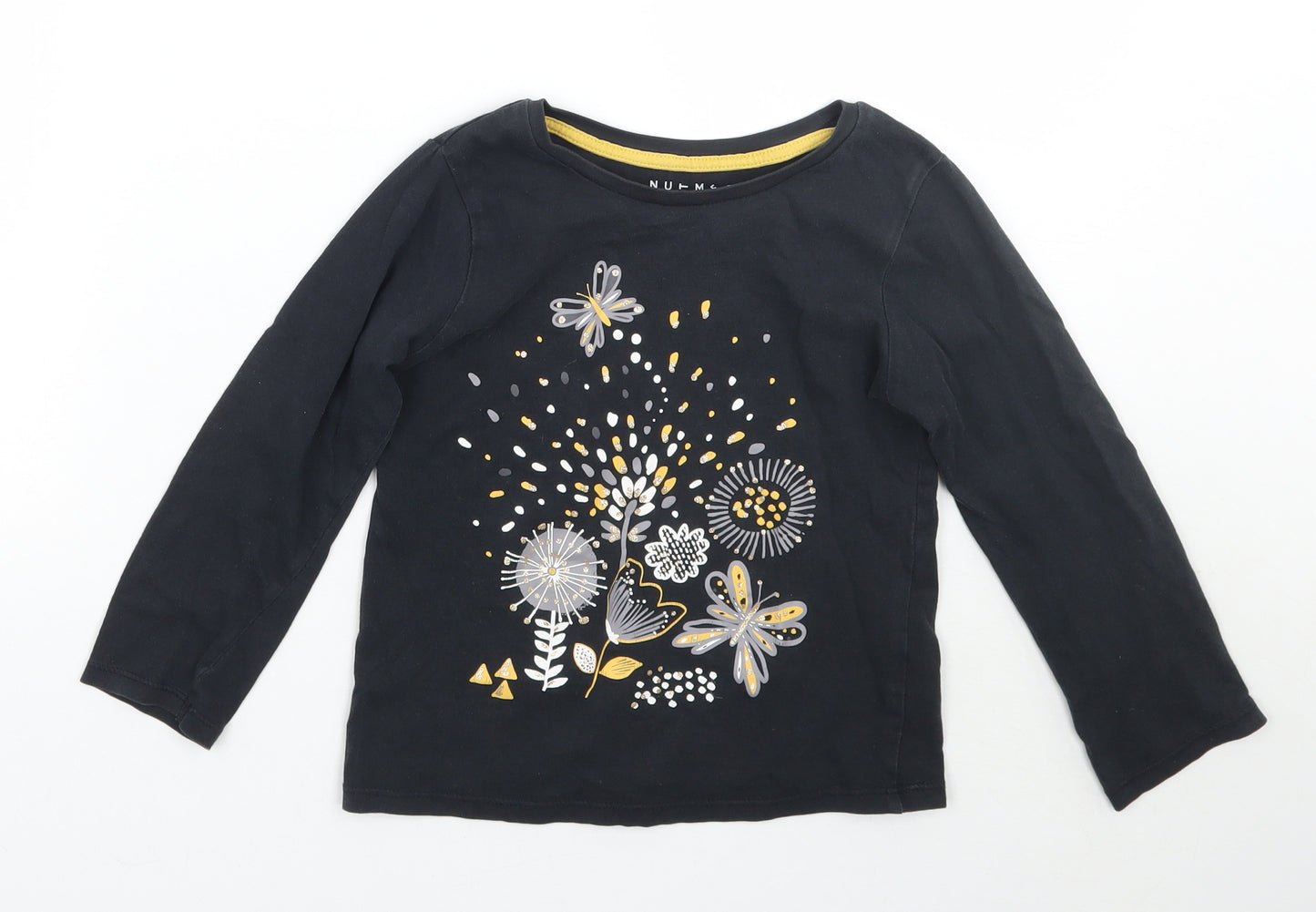 Nutmeg Girls Grey Floral  Basic T-Shirt Size 5-6 Years