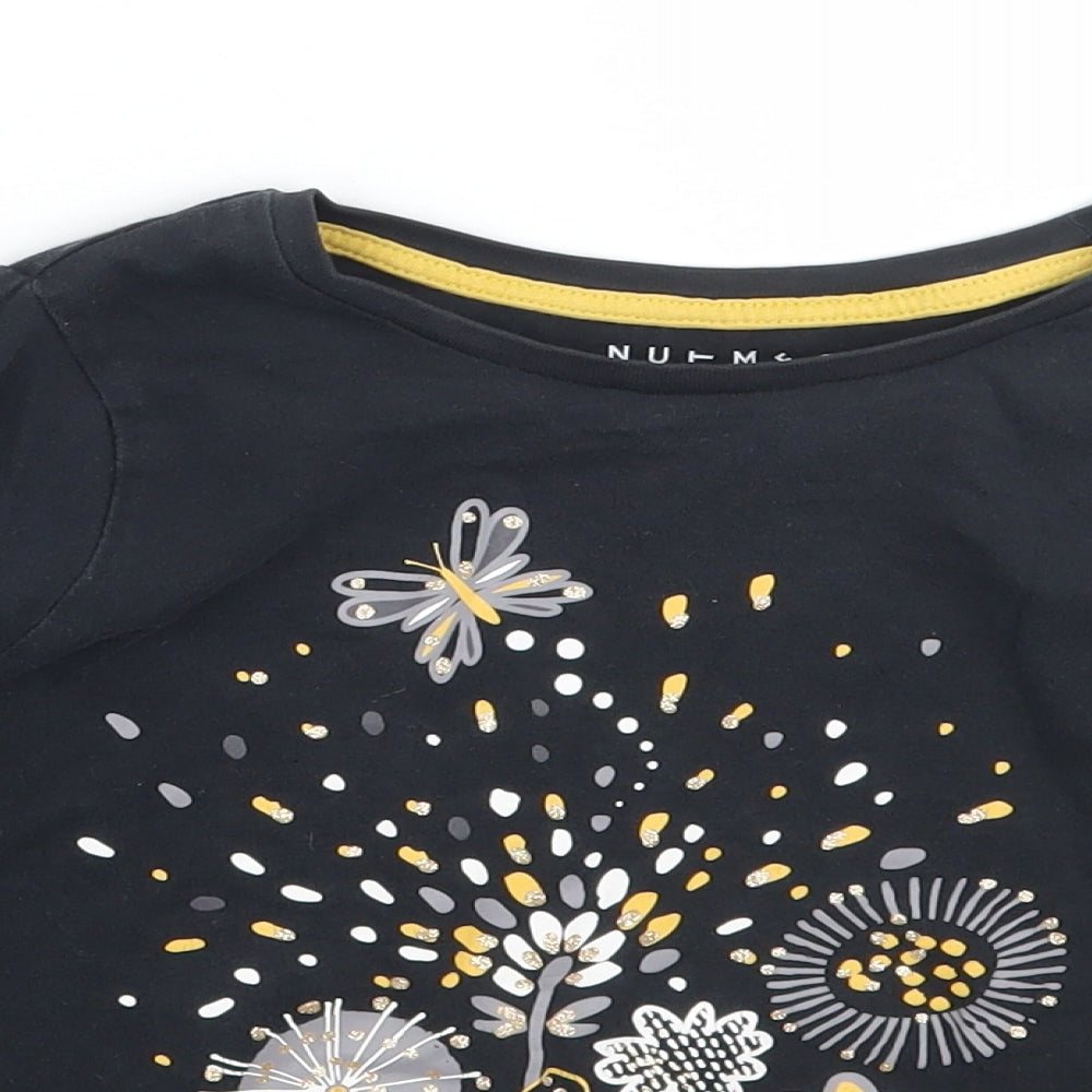 Nutmeg Girls Grey Floral  Basic T-Shirt Size 5-6 Years