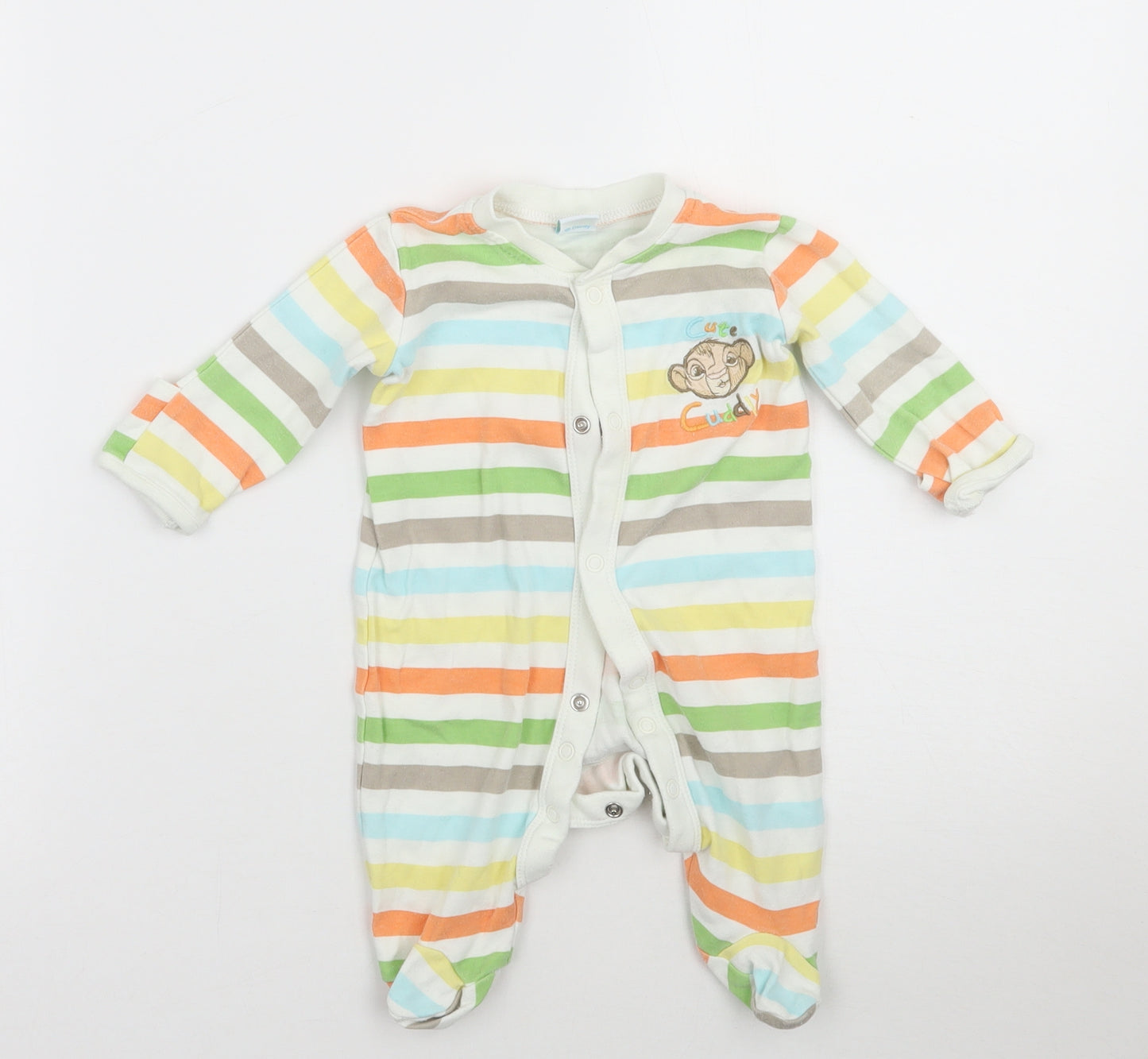 Disney Baby White Striped  Babygrow One-Piece Size Newborn  - The lion king