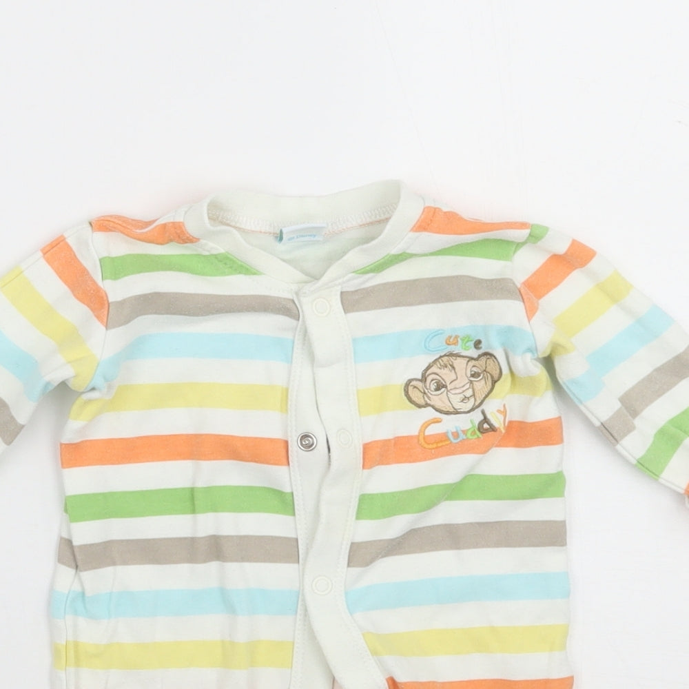 Disney Baby White Striped  Babygrow One-Piece Size Newborn  - The lion king