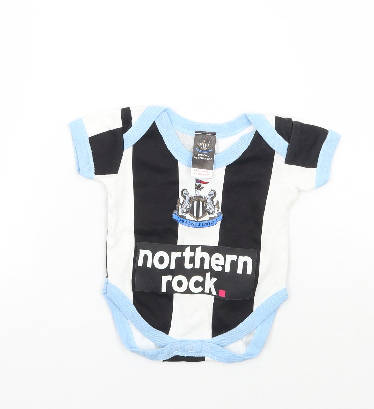 Newcastle United Baby Black Striped  Babygrow One-Piece Size Newborn  - OFFICIAL MERCHANDISE