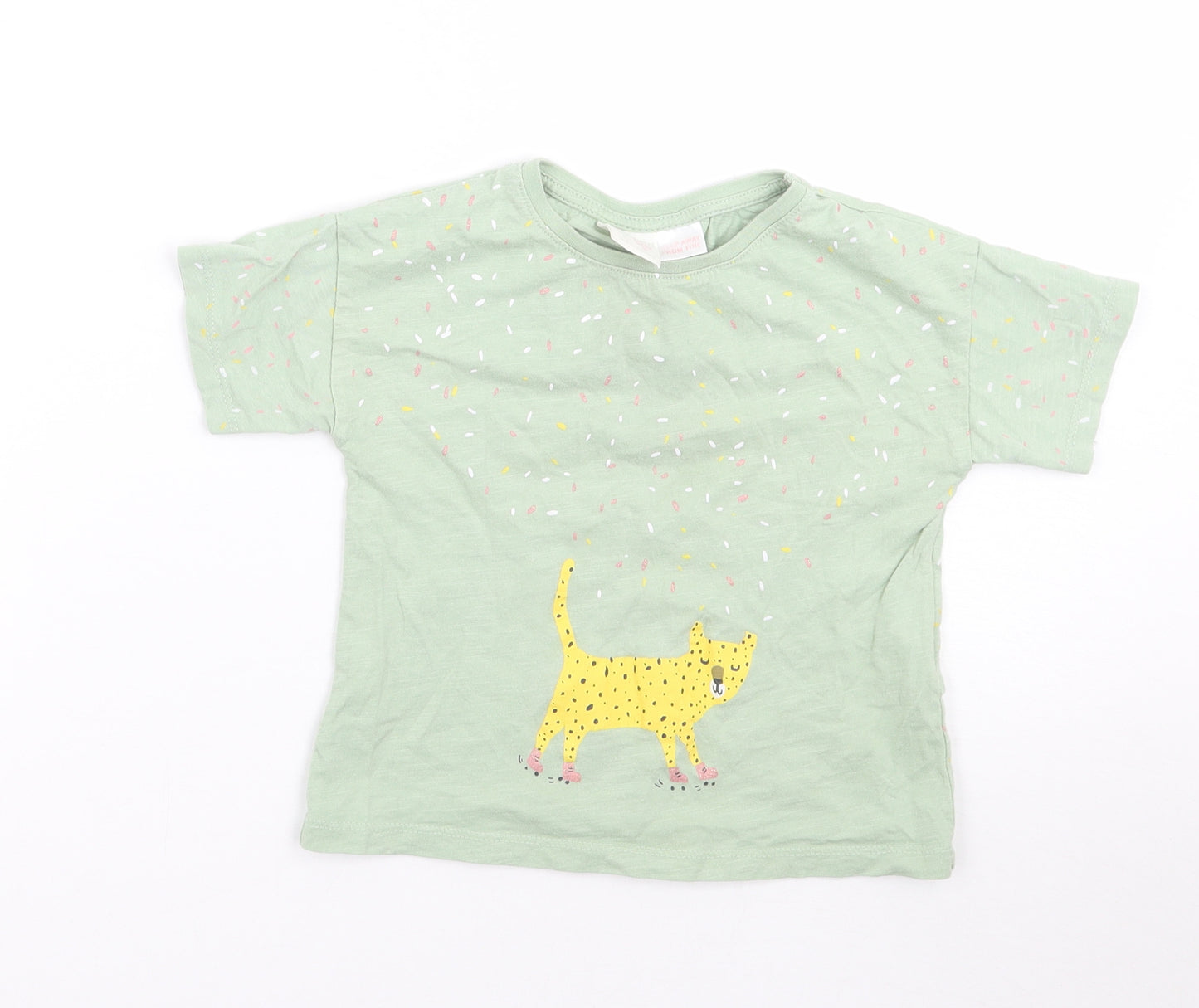 Zara Girls Green Animal Print  Basic T-Shirt Size 18-24 Months