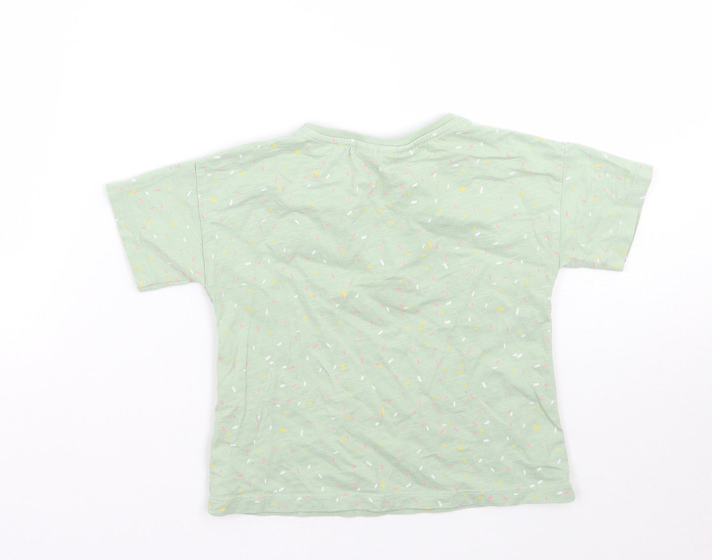 Zara Girls Green Animal Print  Basic T-Shirt Size 18-24 Months