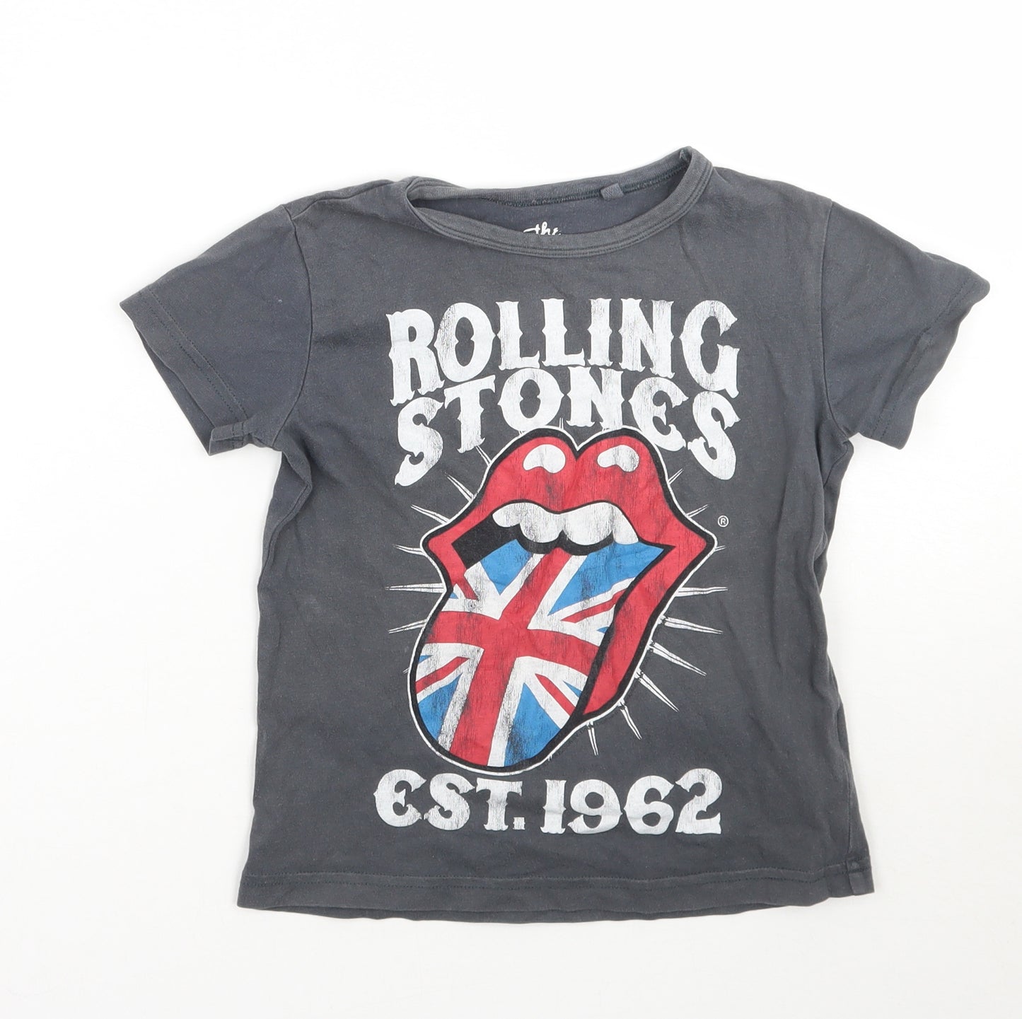 NEXT Girls Grey   Basic T-Shirt Size 3-4 Years  - The rolling stones