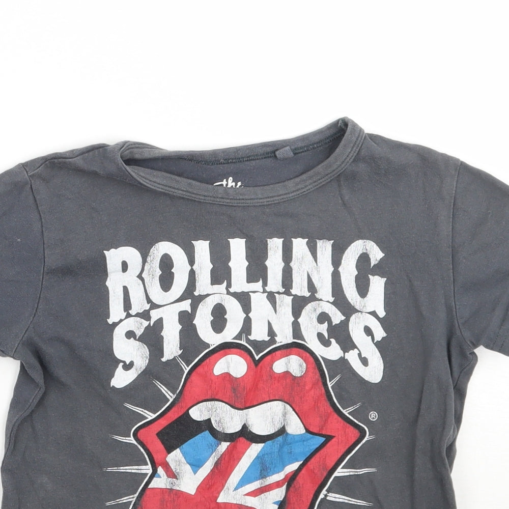 NEXT Girls Grey   Basic T-Shirt Size 3-4 Years  - The rolling stones