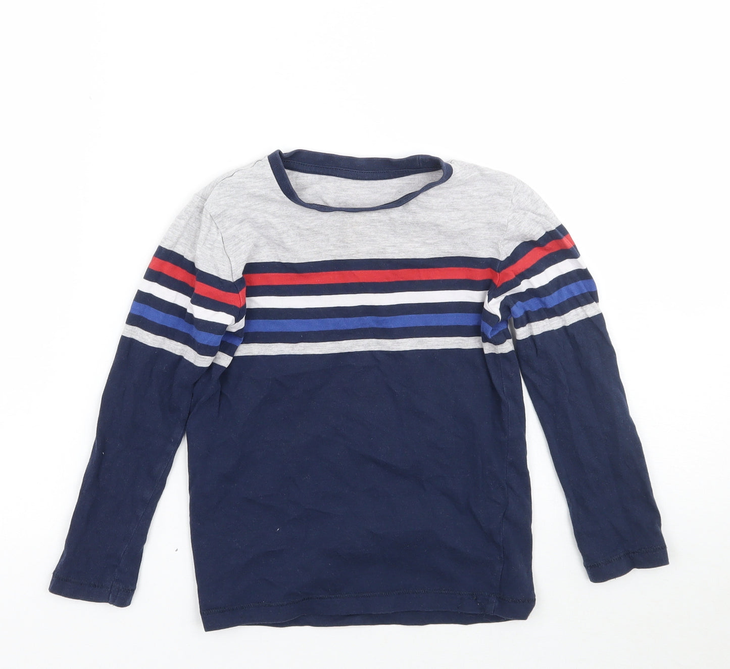 Marks and Spencer Boys Blue Striped  Basic T-Shirt Size 2-3 Years