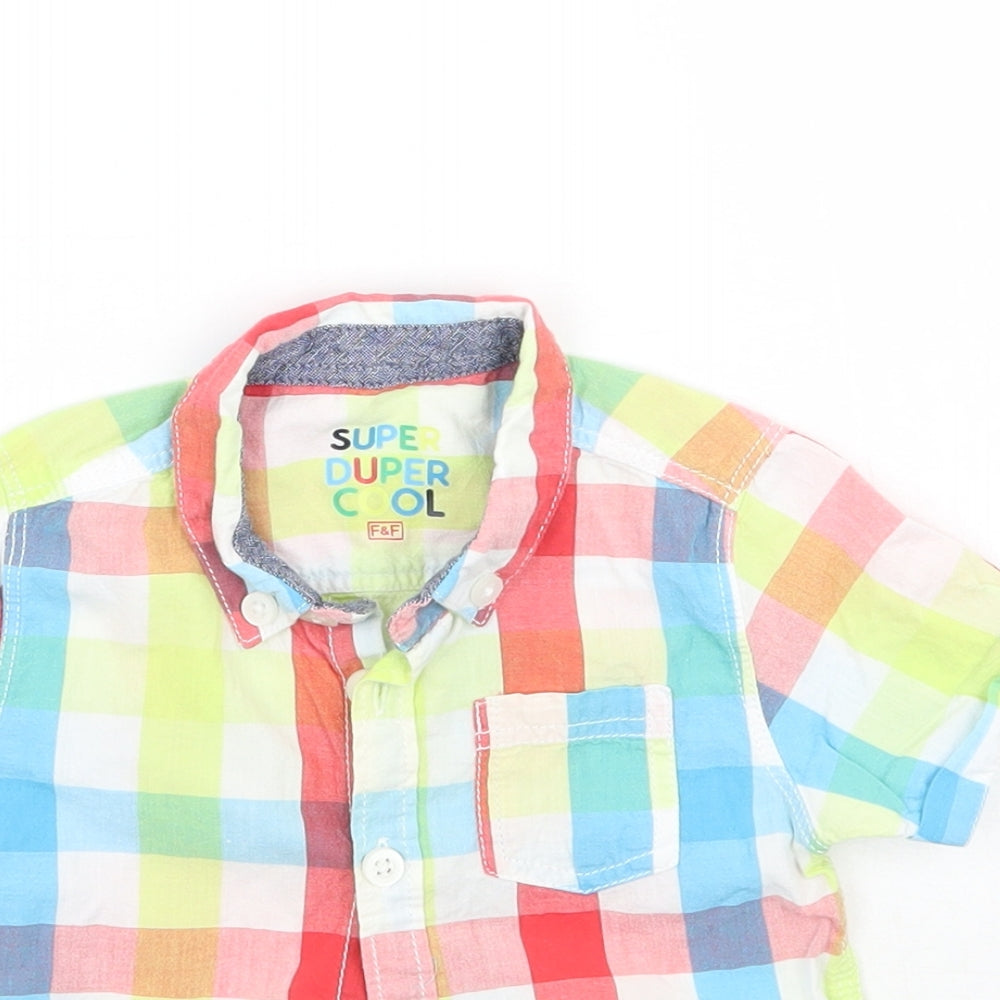 F&F Boys Blue Check  Basic Button-Up Size 3-6 Months