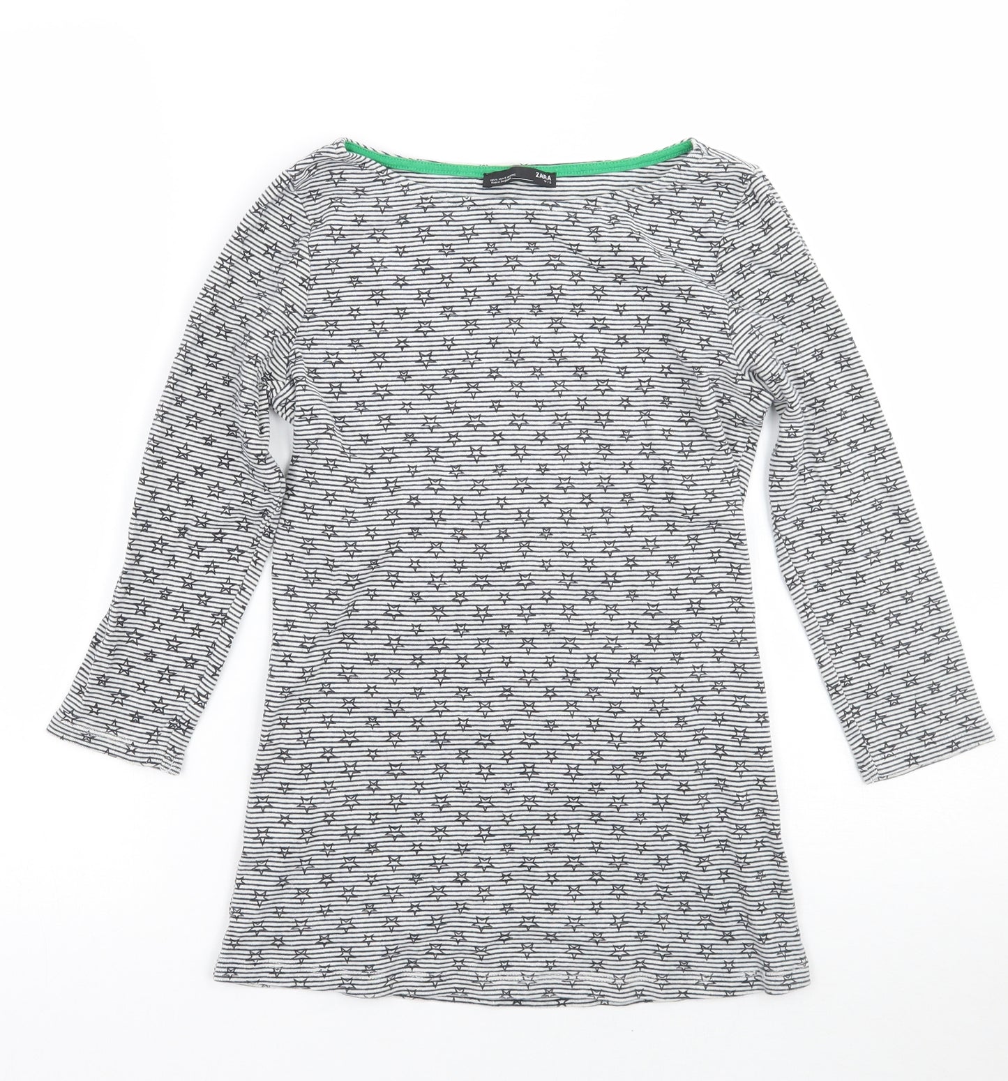 Zara Womens White Geometric  Basic T-Shirt Size S