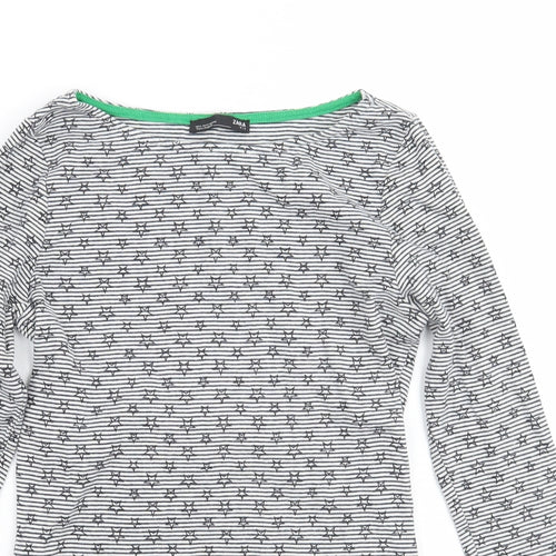 Zara Womens White Geometric  Basic T-Shirt Size S