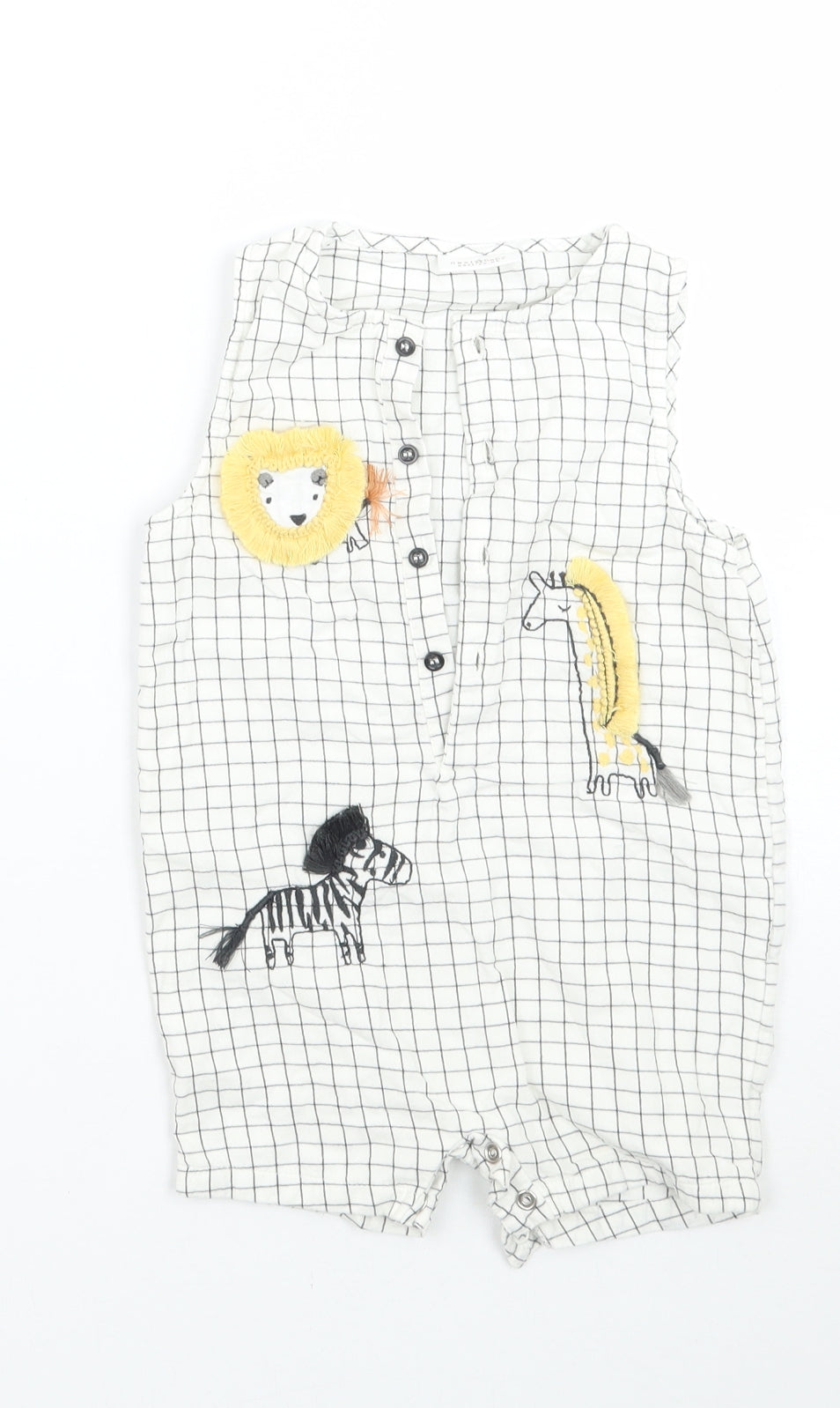 NEXT Baby White Check  Babygrow One-Piece Size 9-12 Months