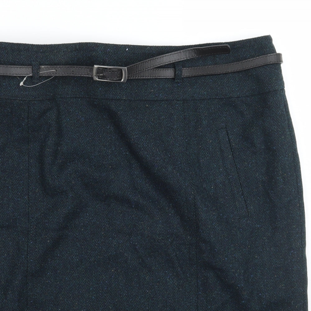 Marks and Spencer Womens Green  Rayon A-Line Skirt Size 20