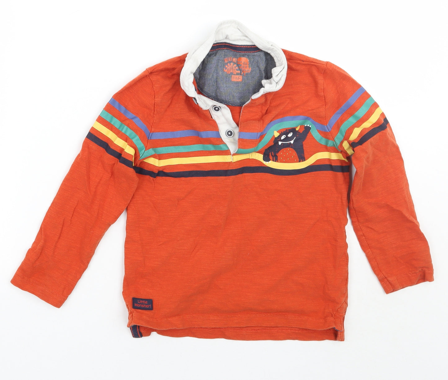 F&F Boys Orange Striped  Basic T-Shirt Size 6-7 Years