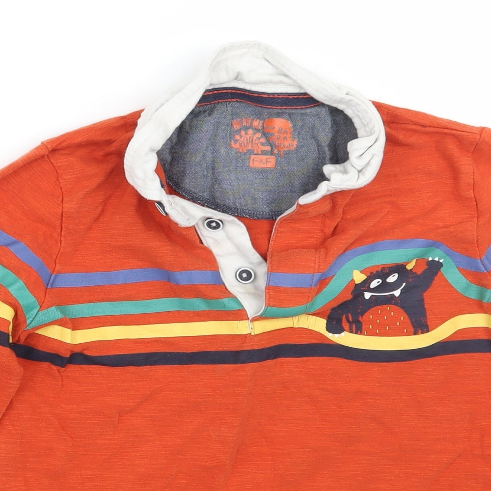 F&F Boys Orange Striped  Basic T-Shirt Size 6-7 Years