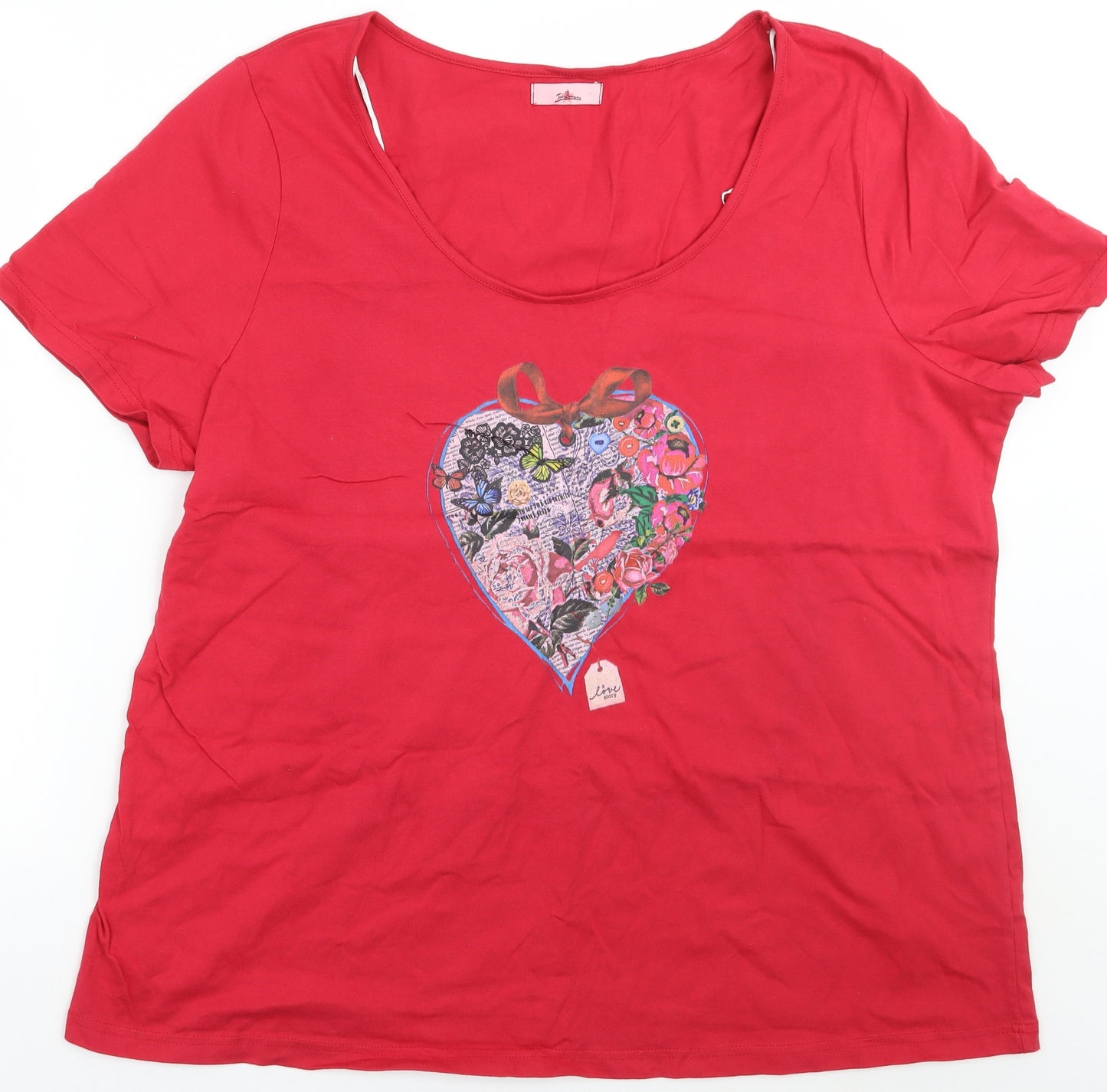Joe Browns Womens Red Floral  Basic T-Shirt Size 24