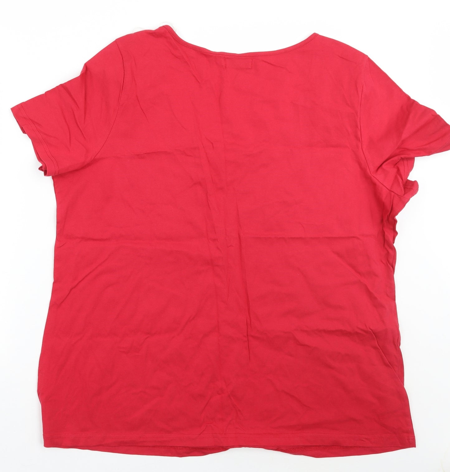 Joe Browns Womens Red Floral  Basic T-Shirt Size 24
