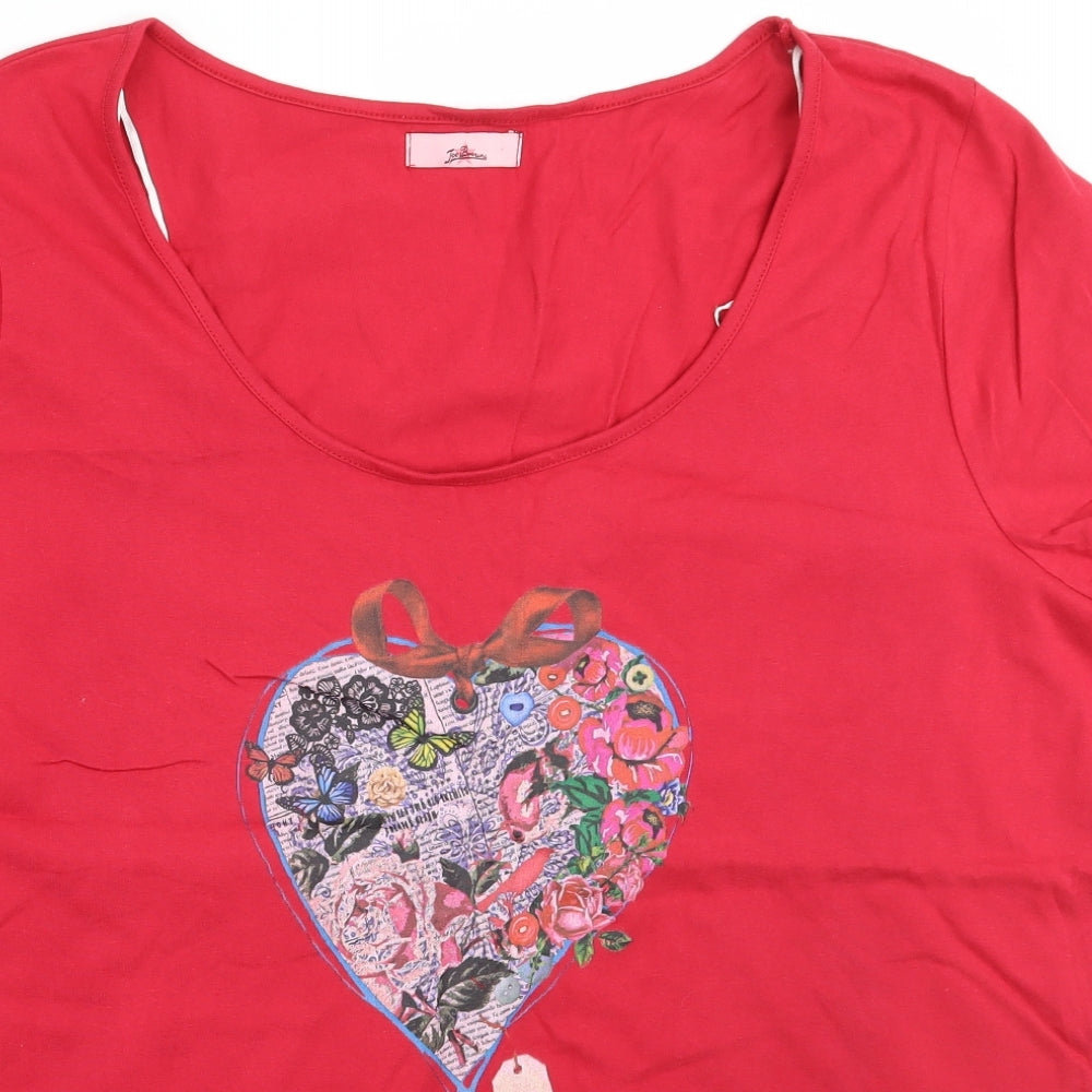 Joe Browns Womens Red Floral  Basic T-Shirt Size 24