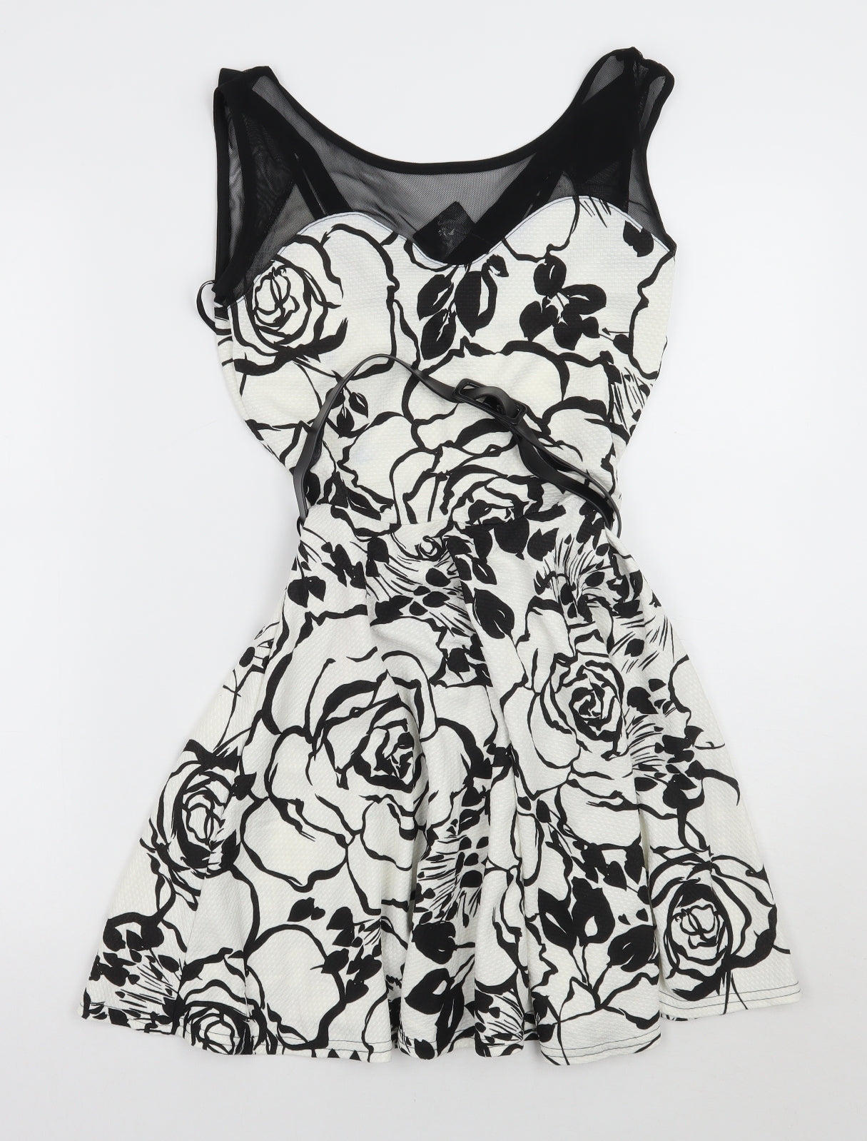 Quiz Womens White Floral  A-Line  Size 10