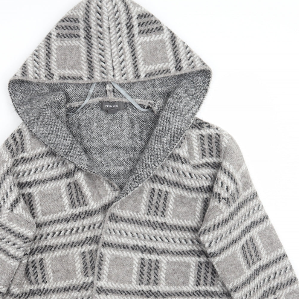Primark Womens Grey Check  Jacket Coatigan Size 18