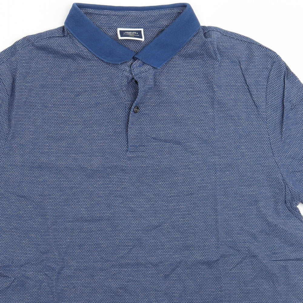 Charles Tyrwhitt Mens Blue Geometric   Polo Size L