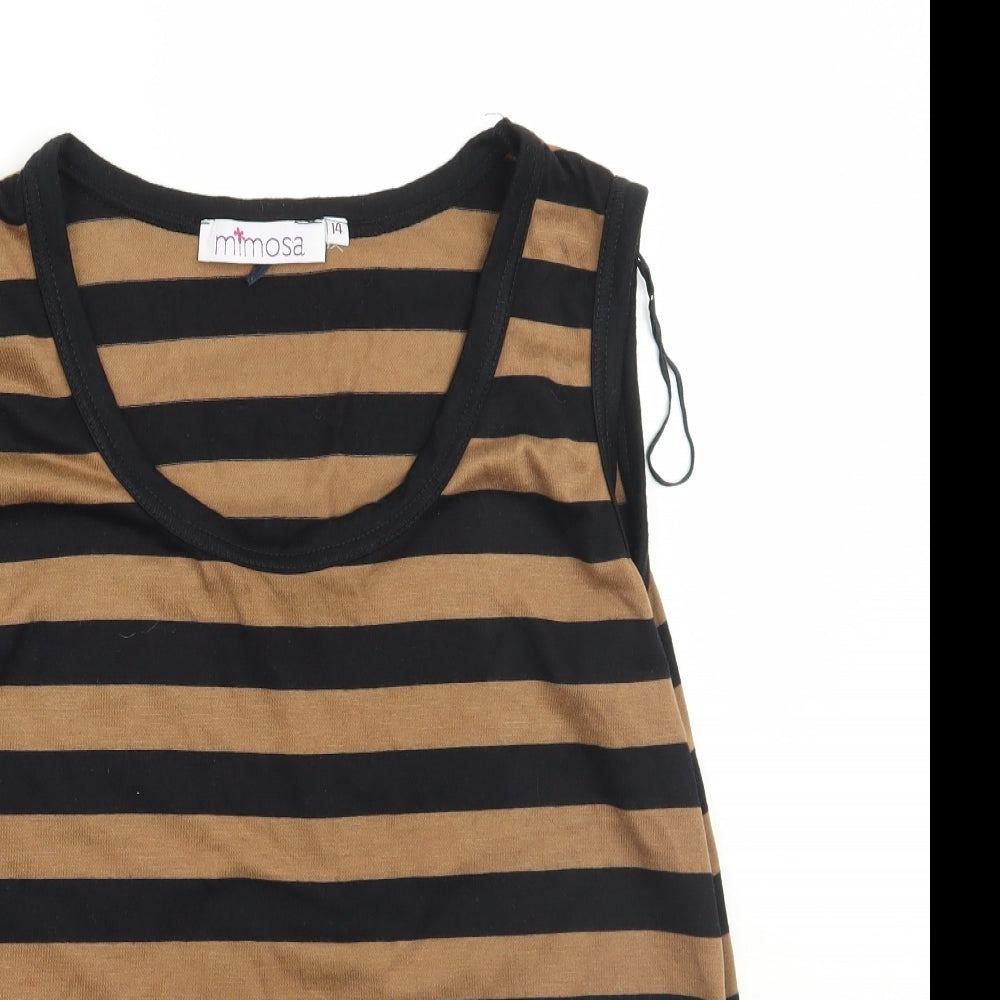 mimosa Womens Brown Striped  Basic Tank Size 14