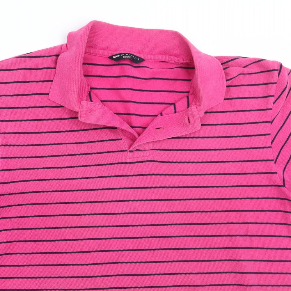 Marks and Spencer Mens Pink Striped   Polo Size L
